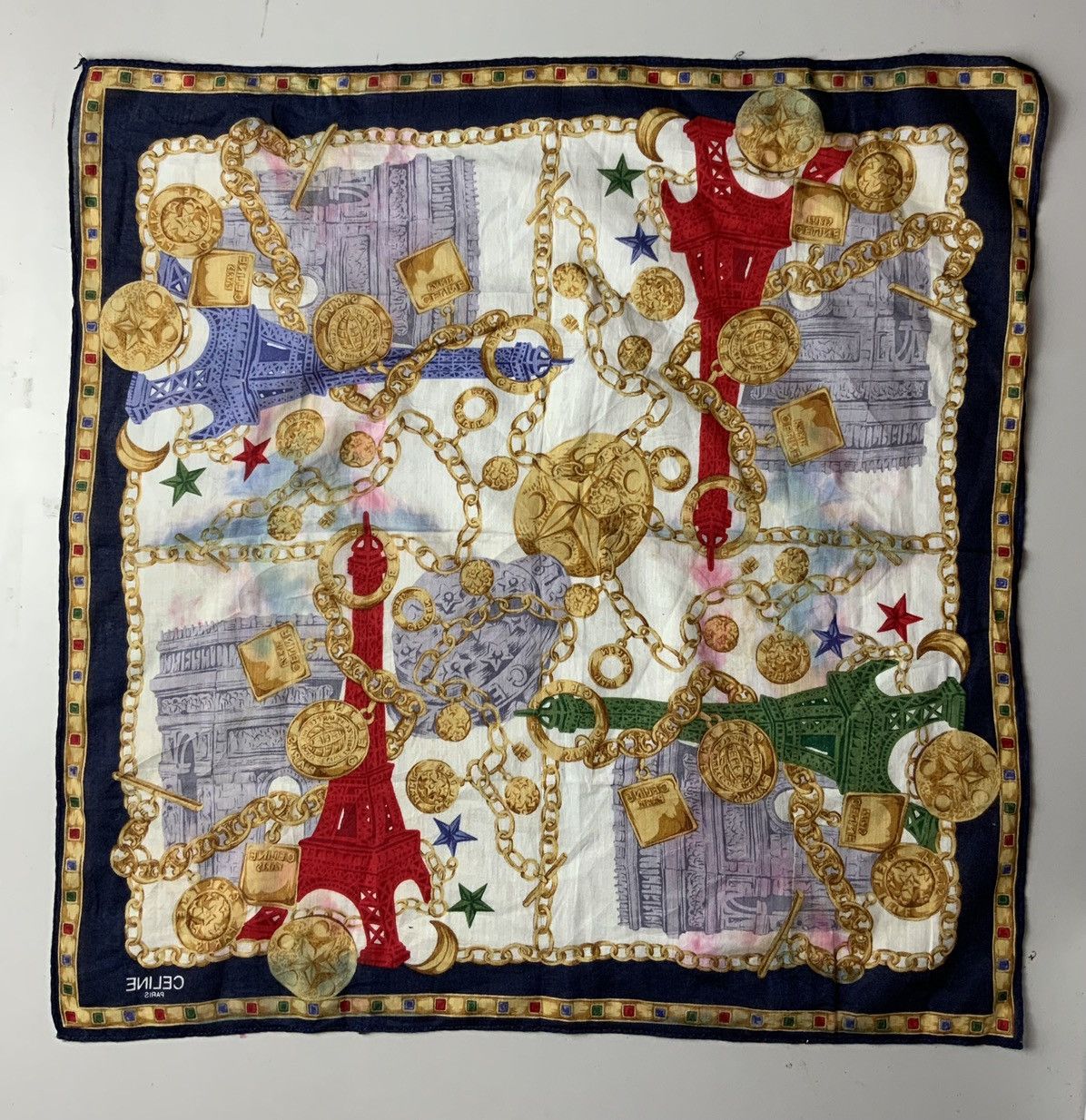 Celine Vintage Celine Paris Monogram Fade Bandana Handkercheif Size ONE SIZE - 5 Thumbnail