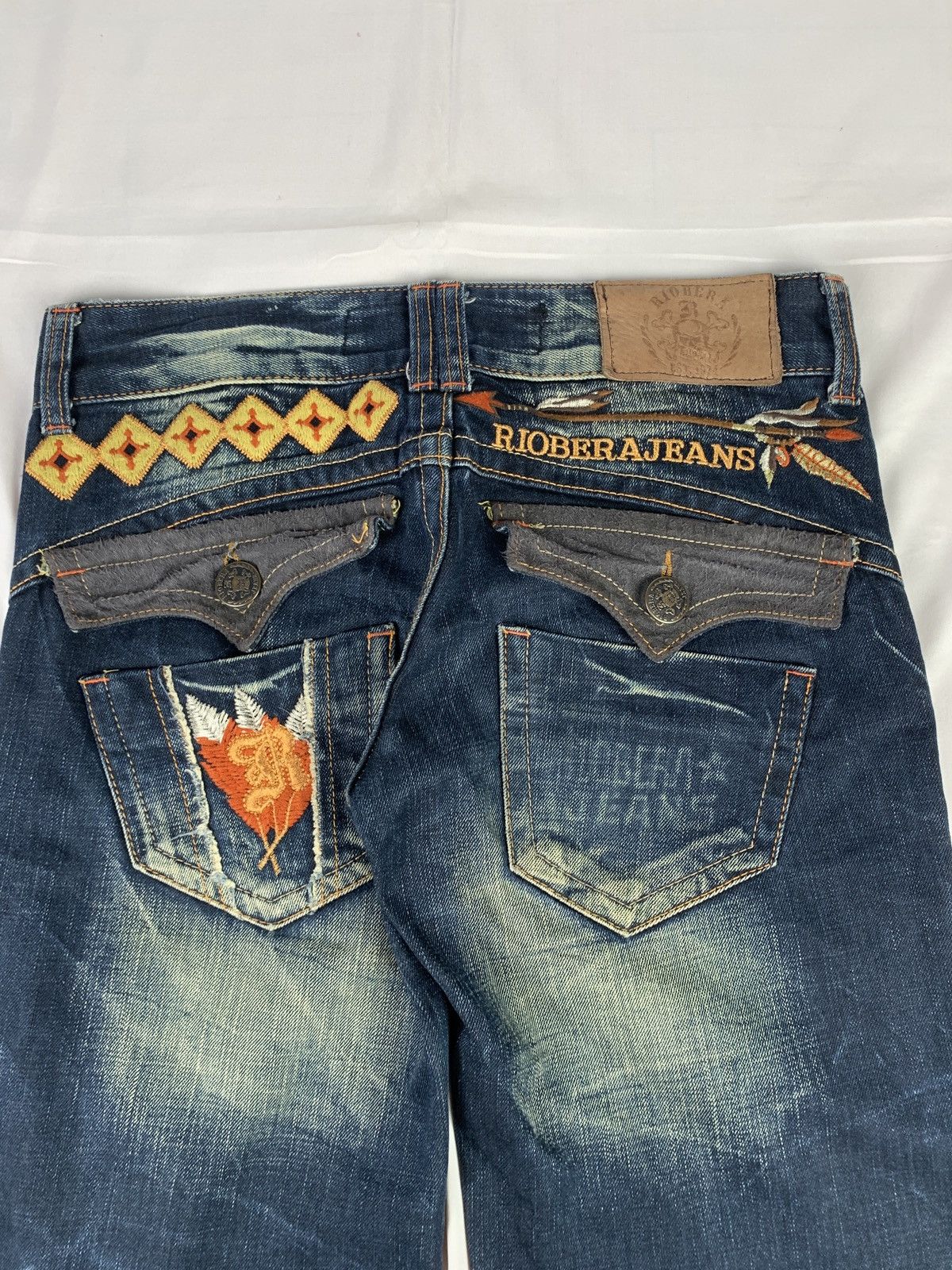 Japanese Brand Riobera Japan Navajo Embroidered Flared Baggy Jeans Pants Size 30" / US 8 / IT 44 - 5 Thumbnail