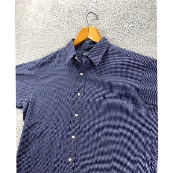 Polo Ralph Lauren Polo Ralph Lauren Shirt Adult Large Blue Grid Check Mens Size US L / EU 52-54 / 3 - 5 Thumbnail