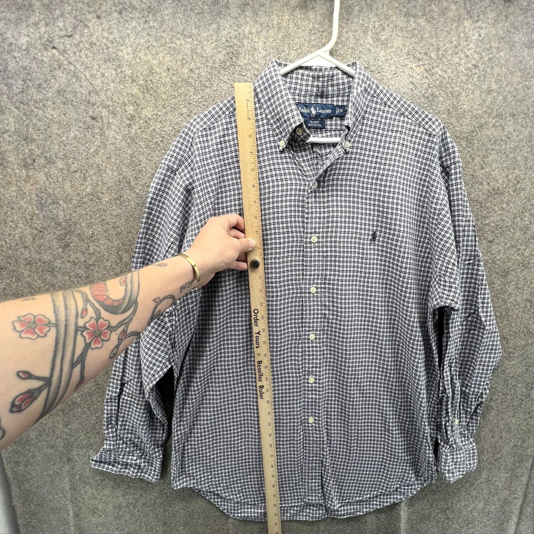 Ralph Lauren VINTAGE Ralph Lauren Shirt Mens Medium Blue Check Button Front Casual Woven Polo Pony Embroidered Size US M / EU 48-50 / 2 - 4 Thumbnail