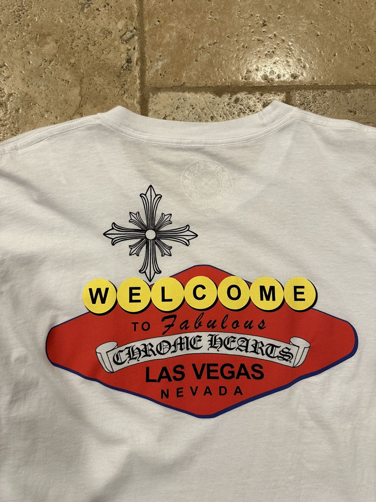 Chrome Hearts Chrome Hearts Welcome to Las Vegas Scroll Logo White Tee Size US XL / EU 56 / 4 - 10 Thumbnail