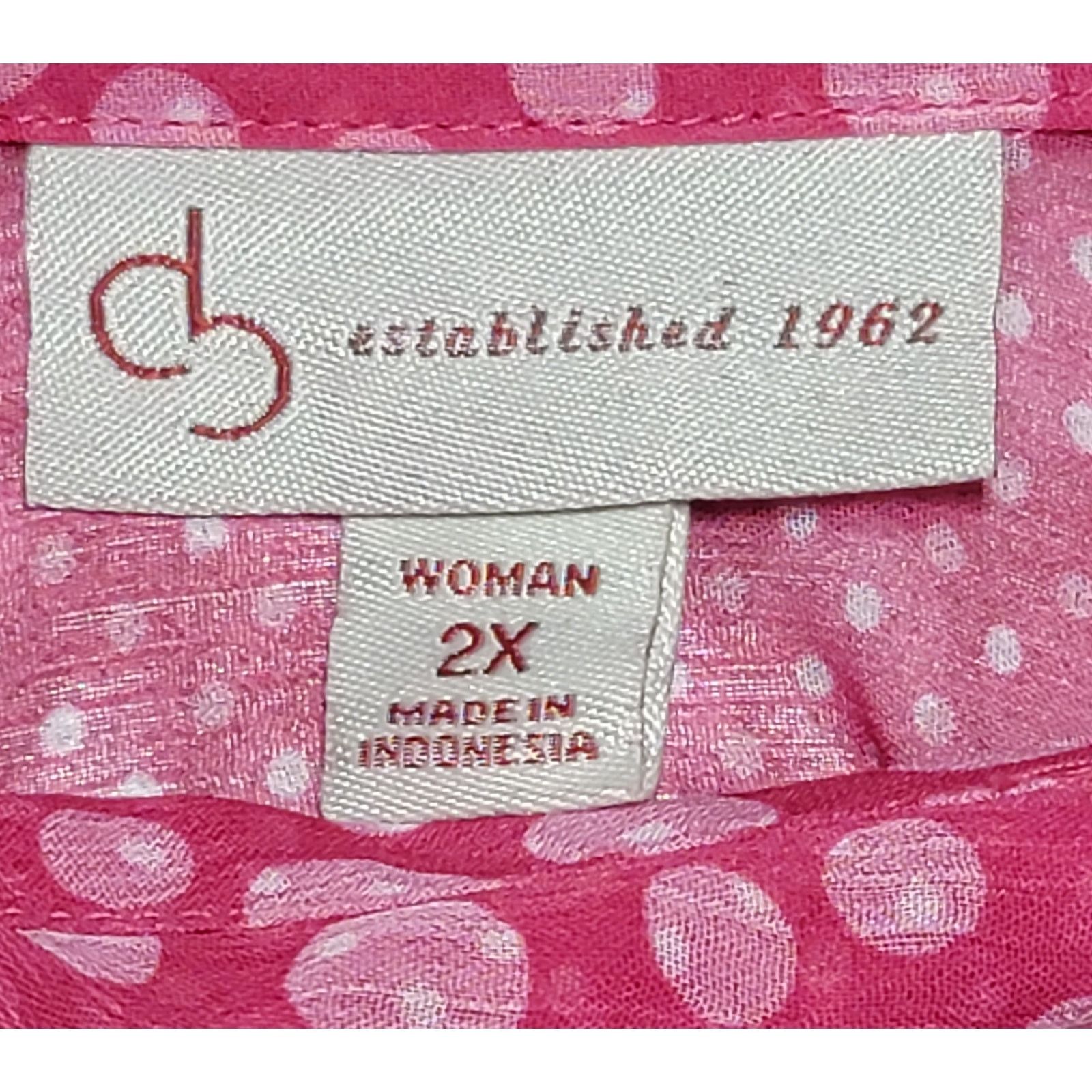Other Dressbarn Pink Polka Dots Sleeveless Button Up Top 2X Plus Size XXL / US 16-18 / IT 52-54 - 3 Thumbnail
