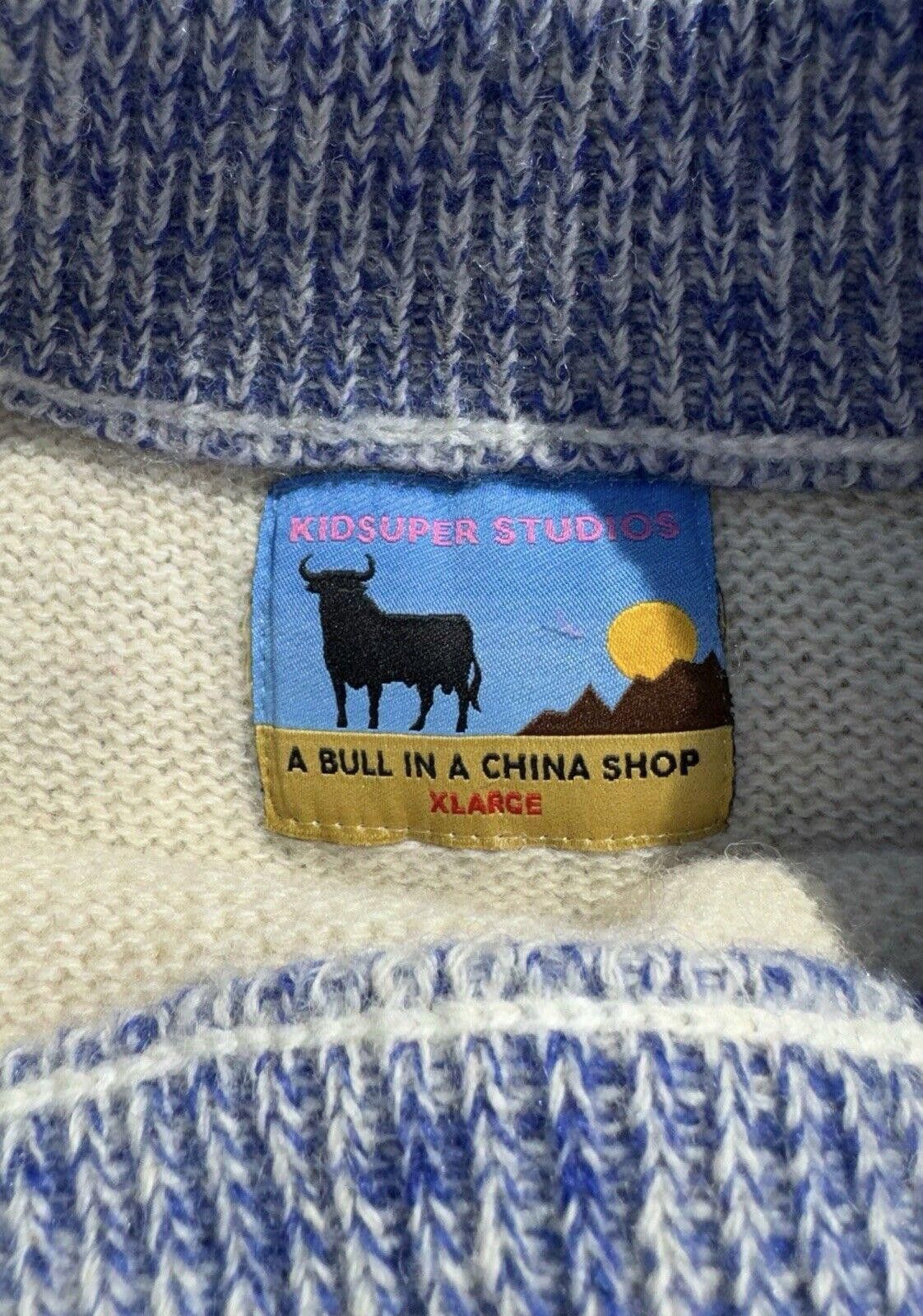 Designer KidSuper Studios Bull In A China Shop Knit Woven Sweater XL Size US XL / EU 56 / 4 - 6 Thumbnail