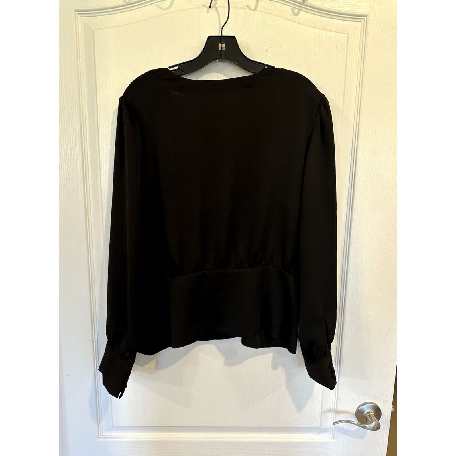 Express Express Blouse Shirt Women XL Black Surplice Wrap Front Long Sleeve with Tags Size XL / US 12-14 / IT 48-50 - 3 Thumbnail