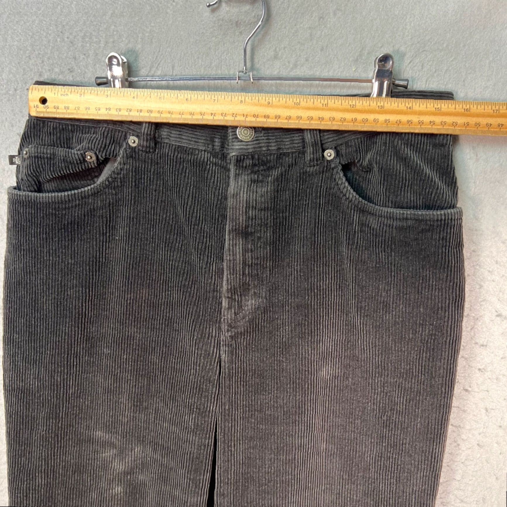 Ralph Lauren Lauren Ralph Lauren Womens Size 12 Black Corduroy Straight-Leg Pants Shirt? Size 34" / US 12 / IT 48 - 4 Thumbnail