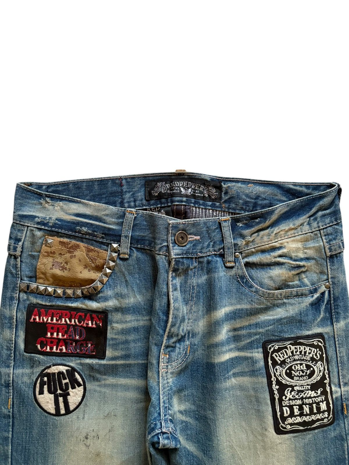Japanese Brand Vintage Japanese Brand Mud Wash Patch Distressed Baggy Jeans Size US 34 / EU 50 - 4 Thumbnail