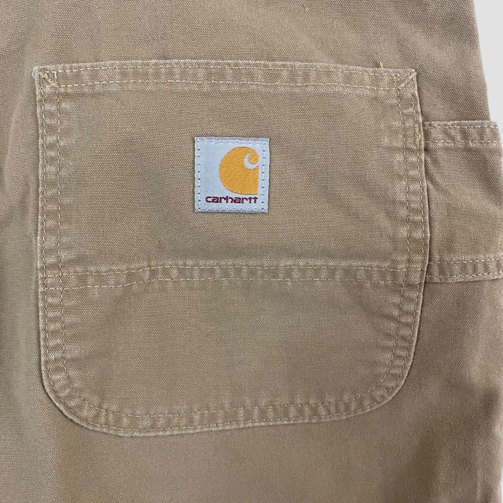 Carhartt VINTAGE Carhartt Canvas Work Shorts Tan Cargo Carpenter Original Fit Tool Loop Mens 46 Brown 100% Cotton Size US 30 / EU 46 - 6 Thumbnail