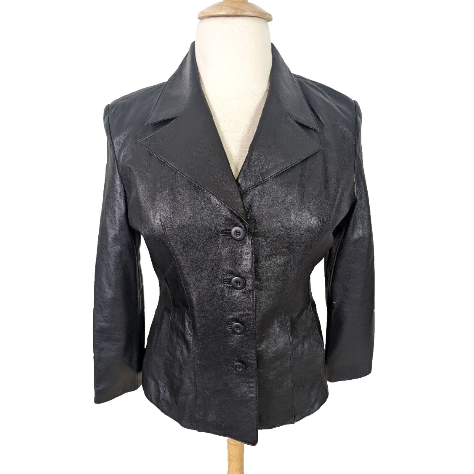 Vintage VINTAGE Wilsons Leather Black Leather Coat Jacket Moto Biker Bomber Womens Large Size L / US 10 / IT 46 - 2 Thumbnail