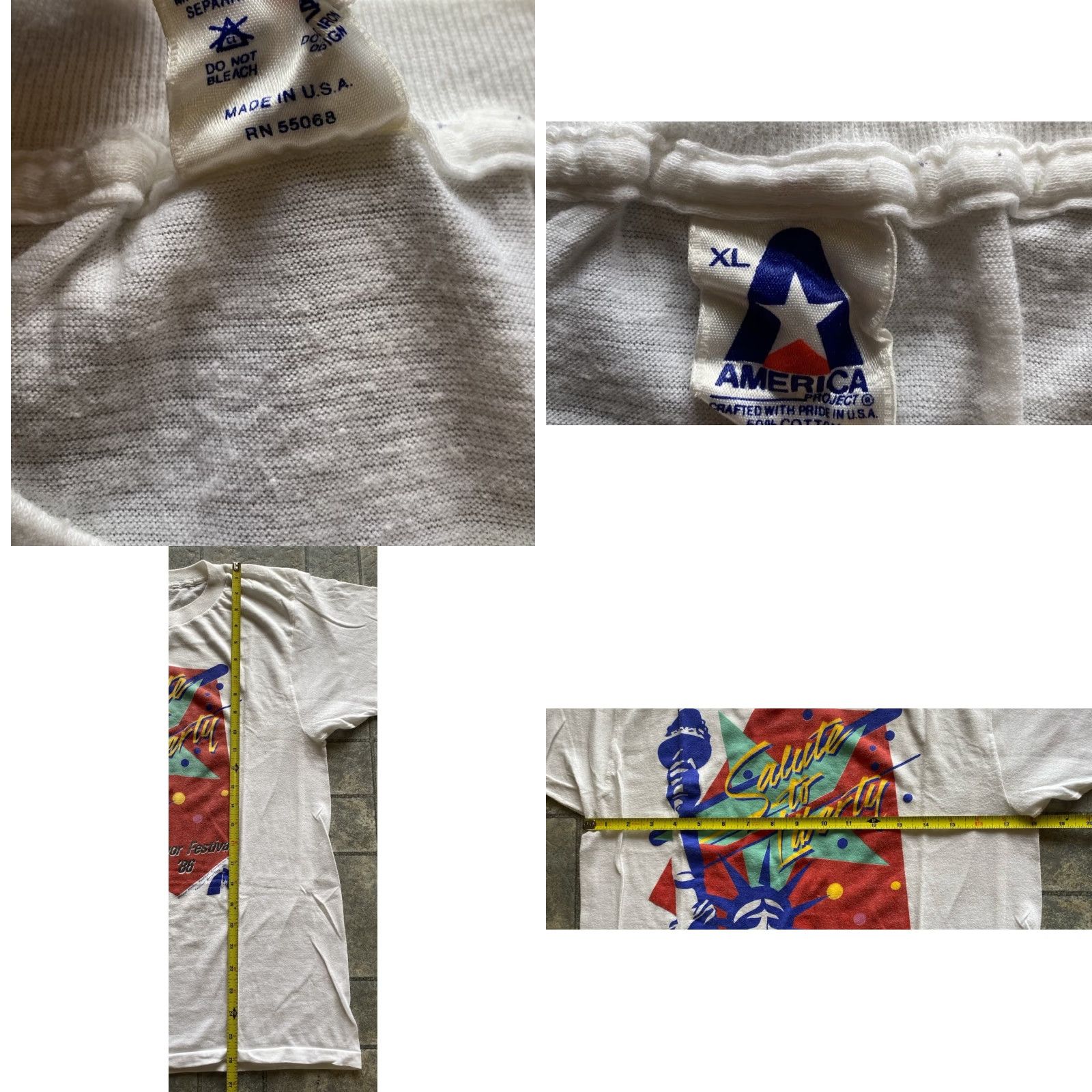 Vintage VINTAGE America 80s T-Shirt Salute to Liberty Harbor Festival 1986 White XL Men Shirt Size US XL / EU 56 / 4 - 8 Thumbnail