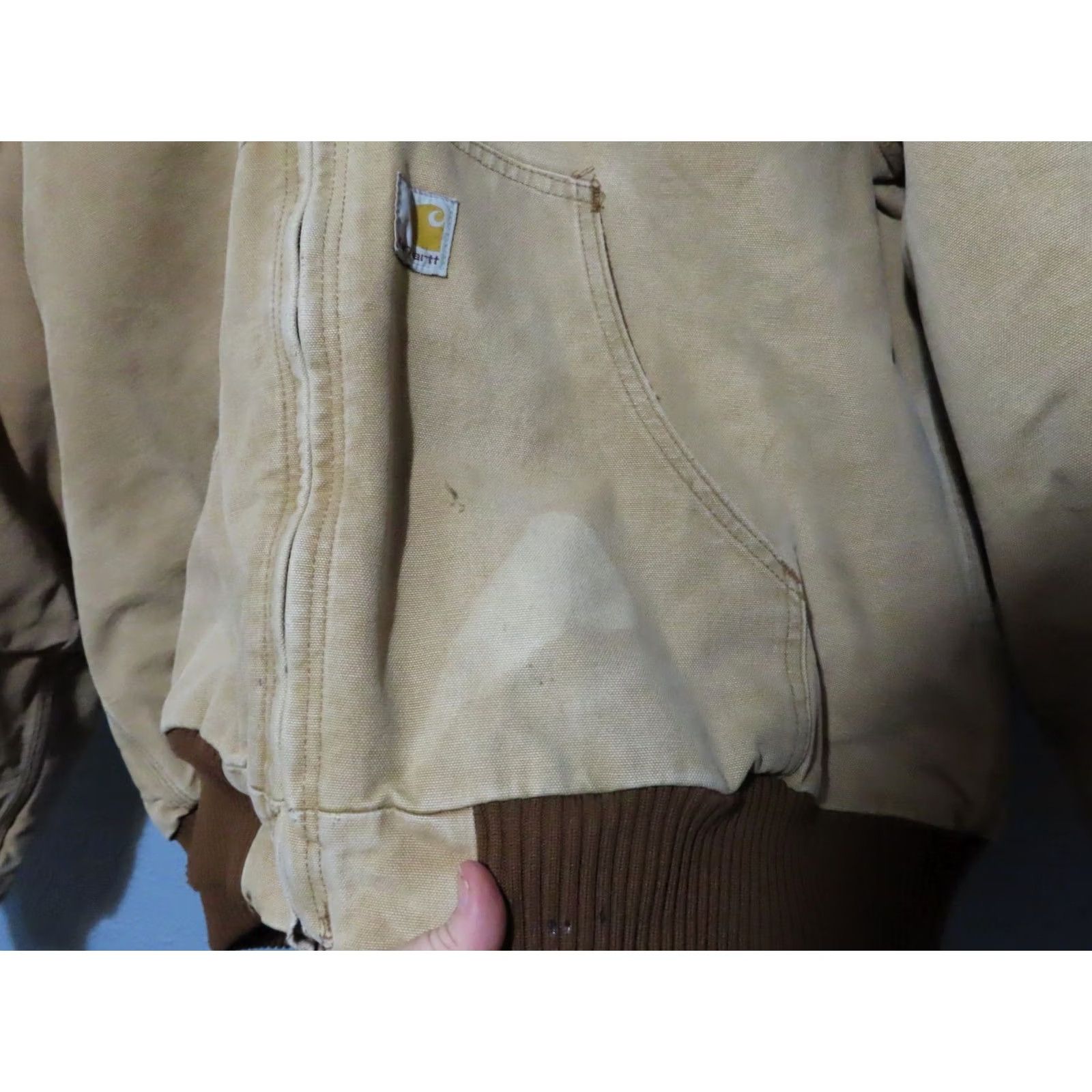 Carhartt Vintage Carhartt J140 Faded Distressed Stained Hooded Active Jacket XL Tan Size US XL / EU 56 / 4 - 7 Thumbnail
