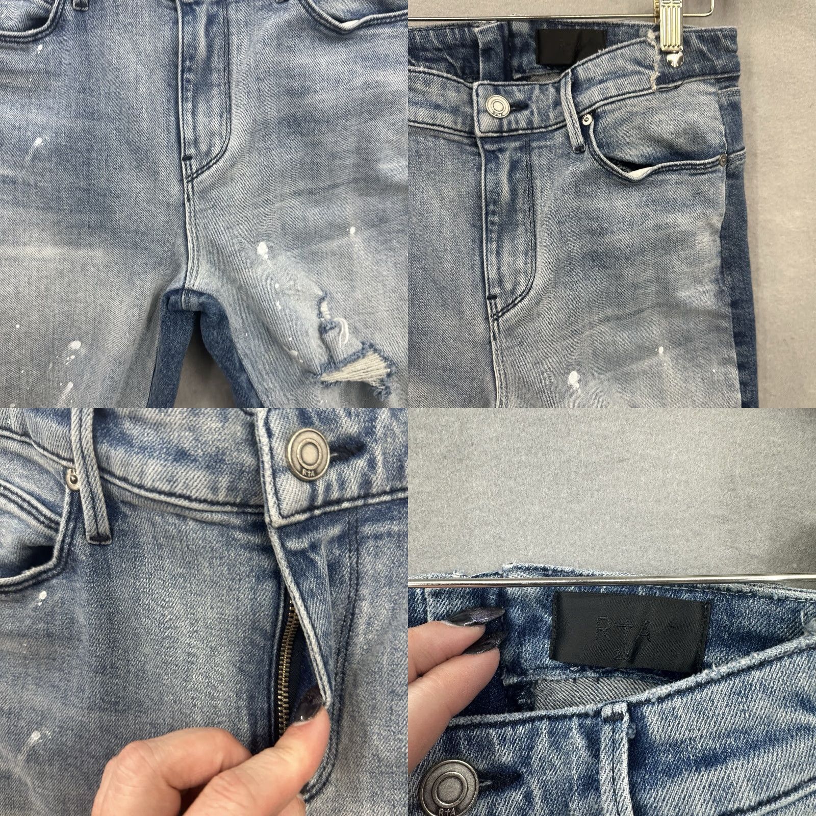 Rta RtA Jeans Women's 28 Skinny Distressed Blue Denim with Knee Tears - Slim Fit, Industrial Style, Non-Vintage Size 28" / US 6 / IT 42 - 8 Thumbnail