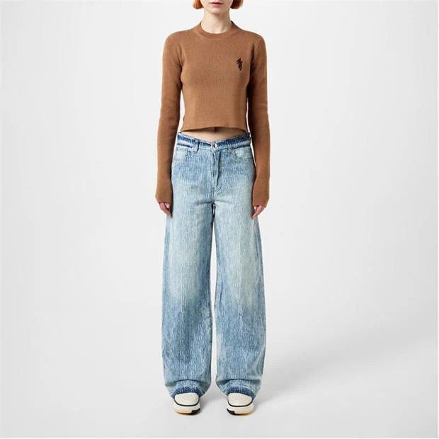 Amiri o1g2r1mq0824 Embroidered Cropped Jumpers in Camel Size M / US 6-8 / IT 42-44 - 6 Thumbnail