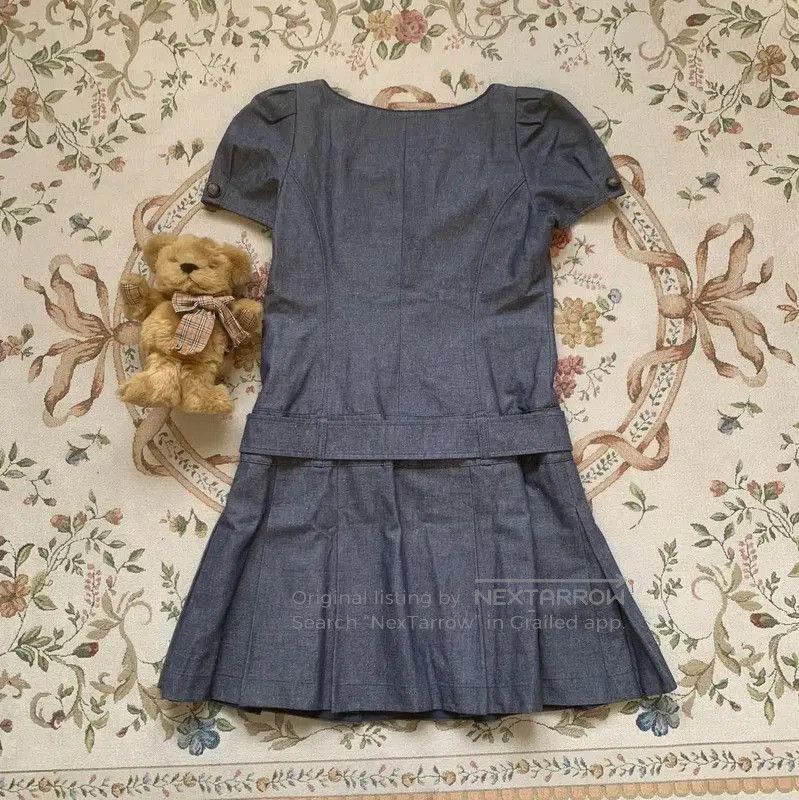 Burberry Burberry Pleated Blue Cotton Dress Size M. Size M / US 6-8 / IT 42-44 - 6 Thumbnail
