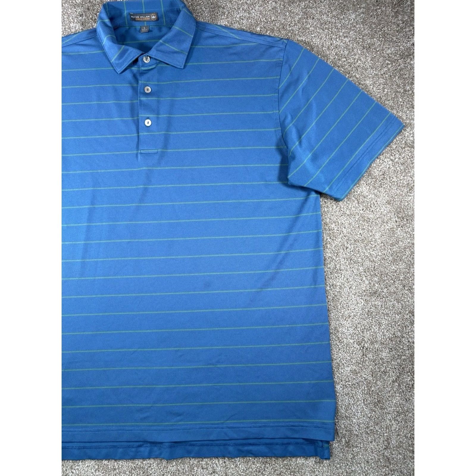 Peter Millar Peter Millar Polo Shirt Men's Large Blue Striped Summer Comfort Performance Golf Polo Size US L / EU 52-54 / 3 - 3 Thumbnail