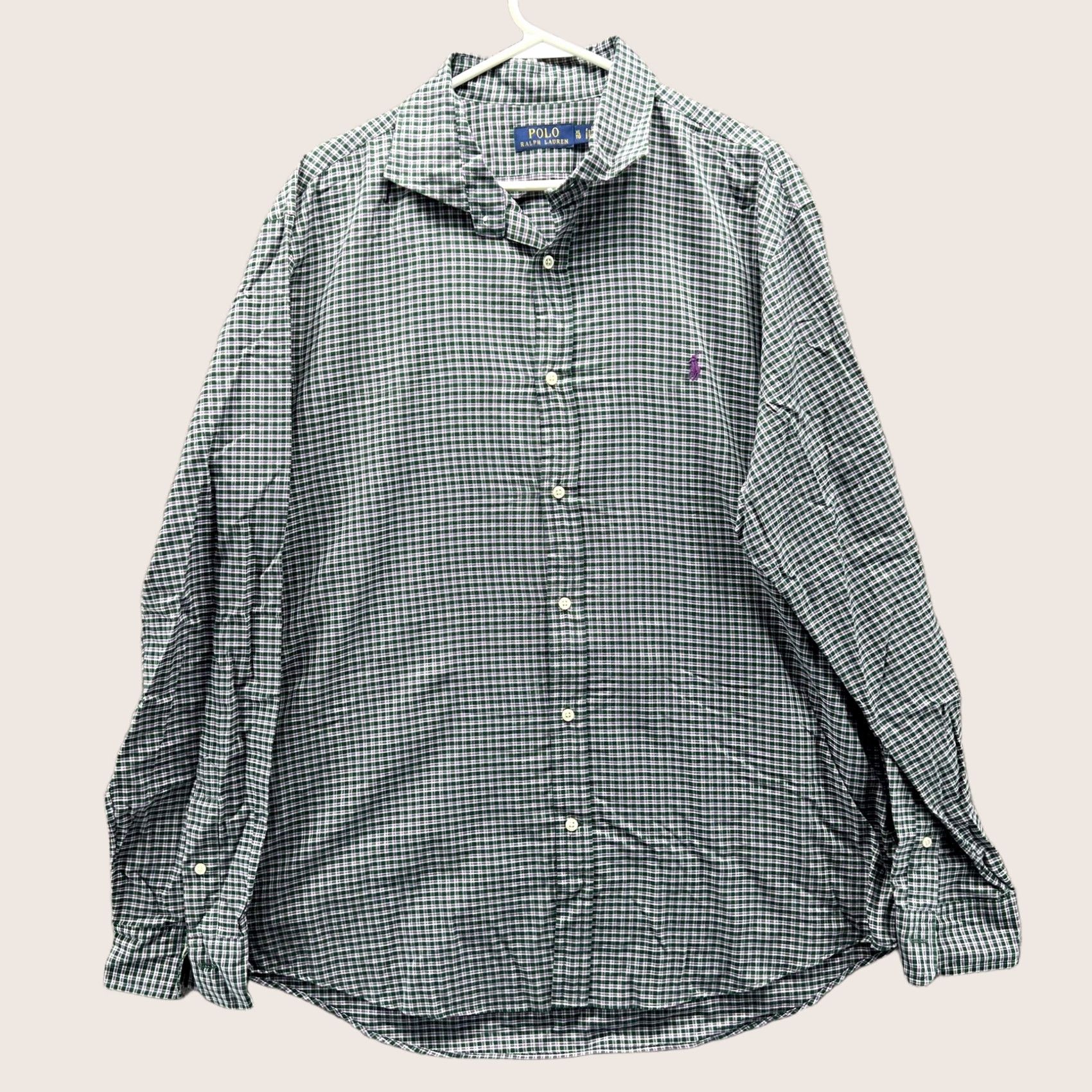Polo Ralph Lauren Polo Ralph Lauren Shirt Mens XL Green Check OCBD Button Oxford Woven Vintage Size US XL / EU 56 / 4 - 1 Thumbnail