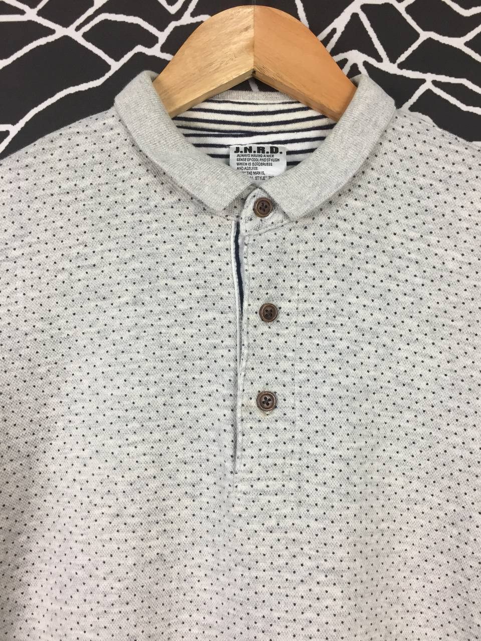 Japanese Brand J.N.R.D. Jun Co. Japan Micro-Dot Button-Down Polo Shirt Size US S / EU 44-46 / 1 - 3 Thumbnail