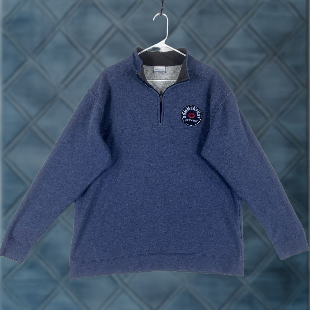 Vintage Columbia Sweatshirt Mens XL Blue 1/4 Zip Long Sleeve Music Summer Fest Vintage: No Size US XL / EU 56 / 4 - 1 Thumbnail