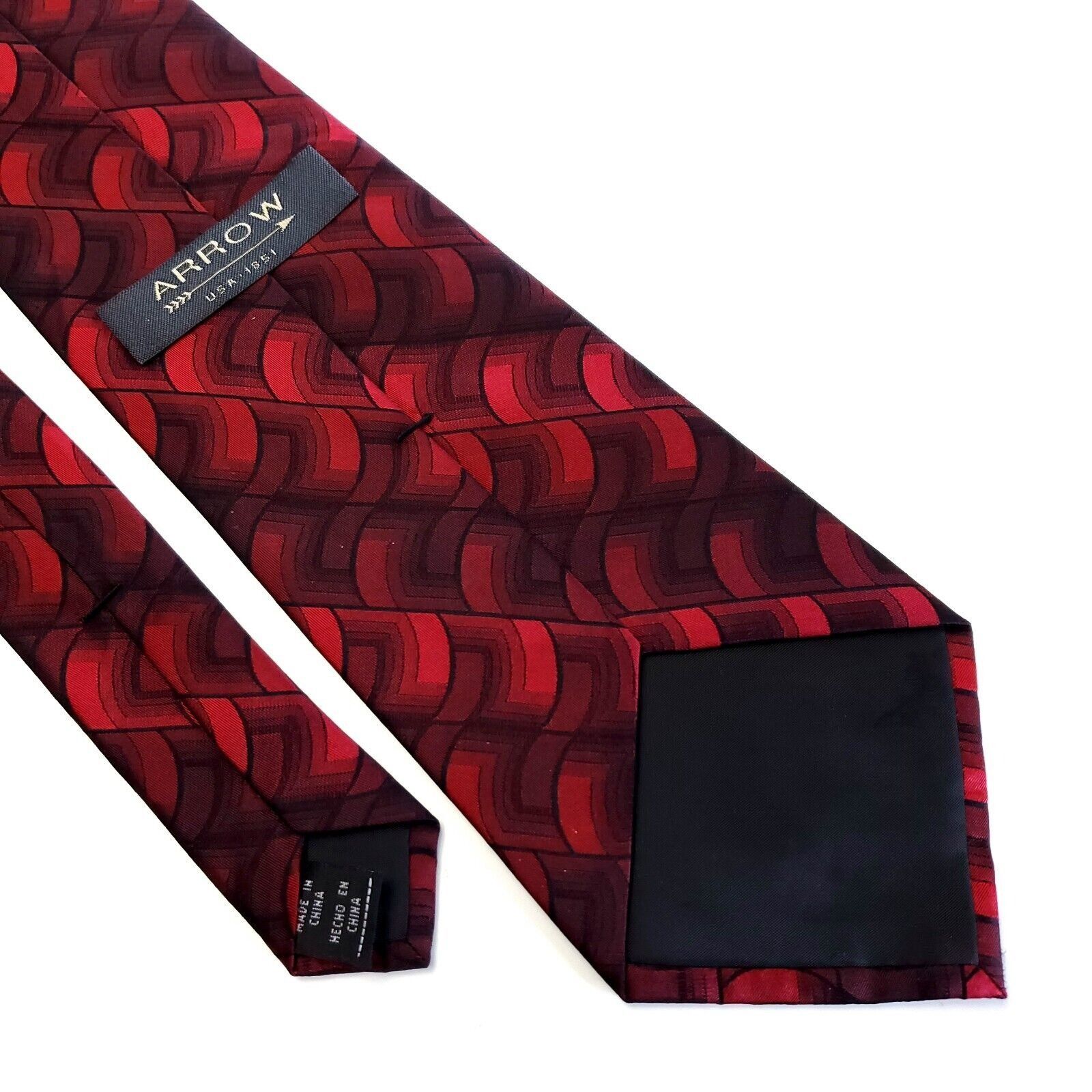 Arrow Arrow Abstract Striped Red Woven Wide Silk Tie Size ONE SIZE - 5 Thumbnail