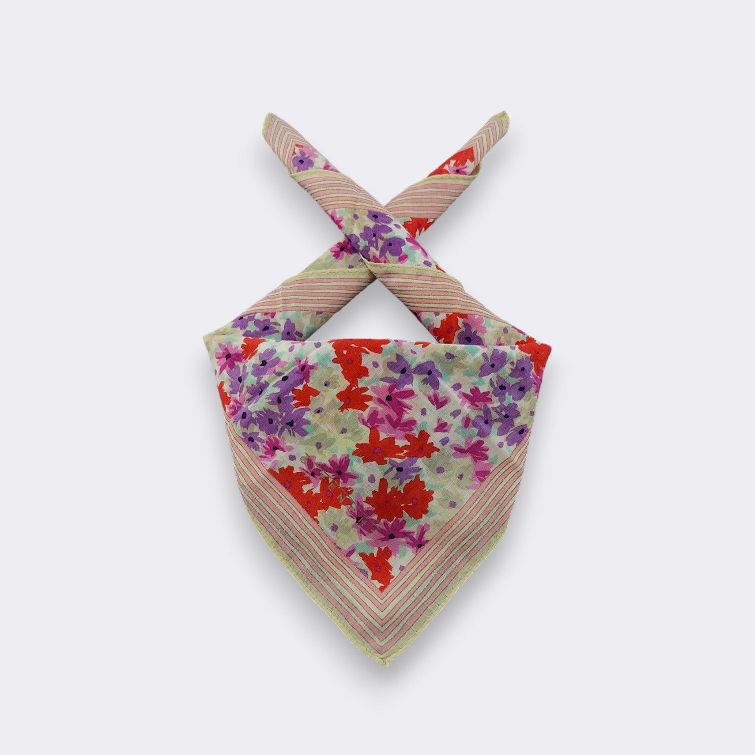 Givenchy Vintage Celine All Over Floral Cotton Scarf Red & Purple Size ONE SIZE - 2 Thumbnail