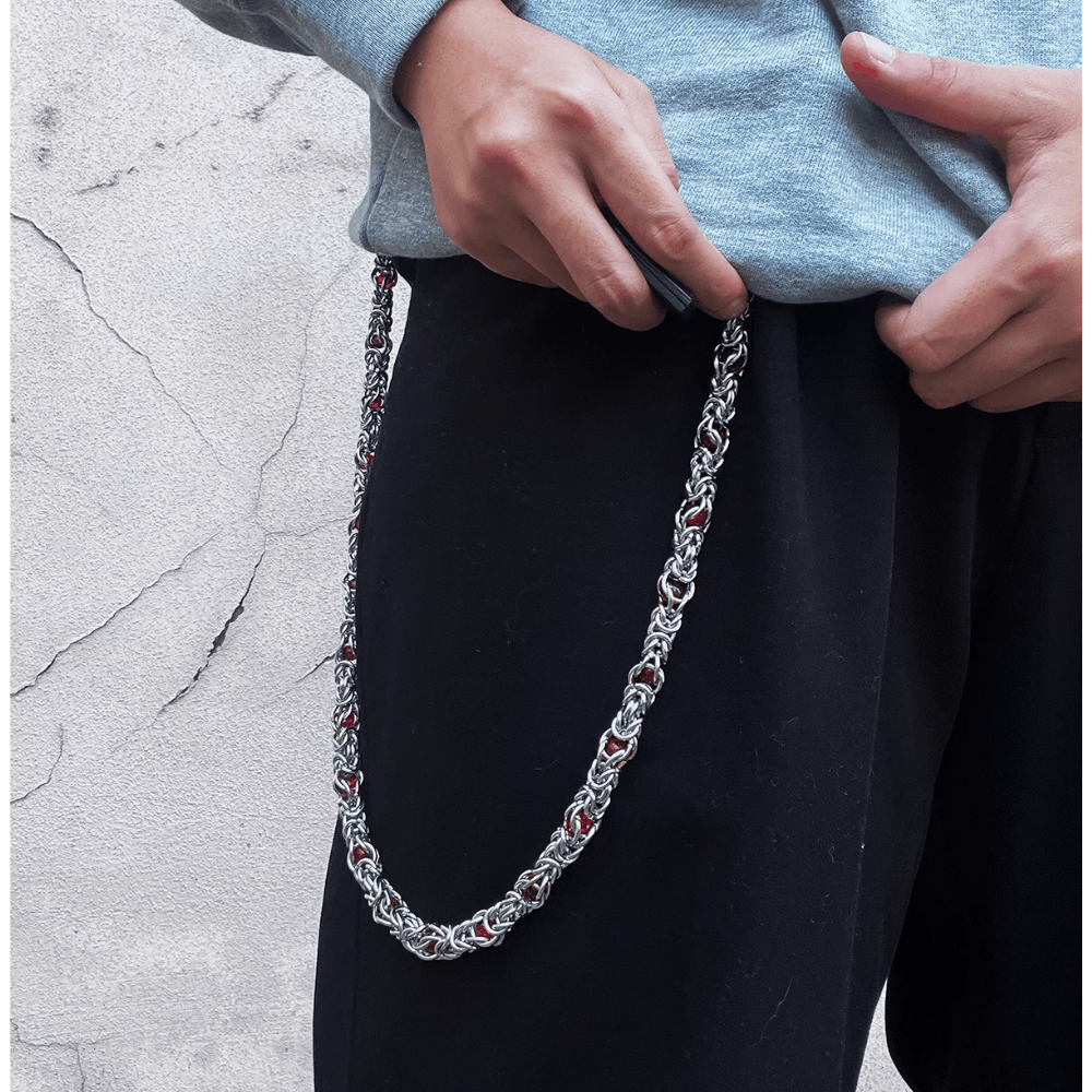 Jewelry Red Gemstone Chain Wallet Chain For Pants / Jeans in Silver, Men's