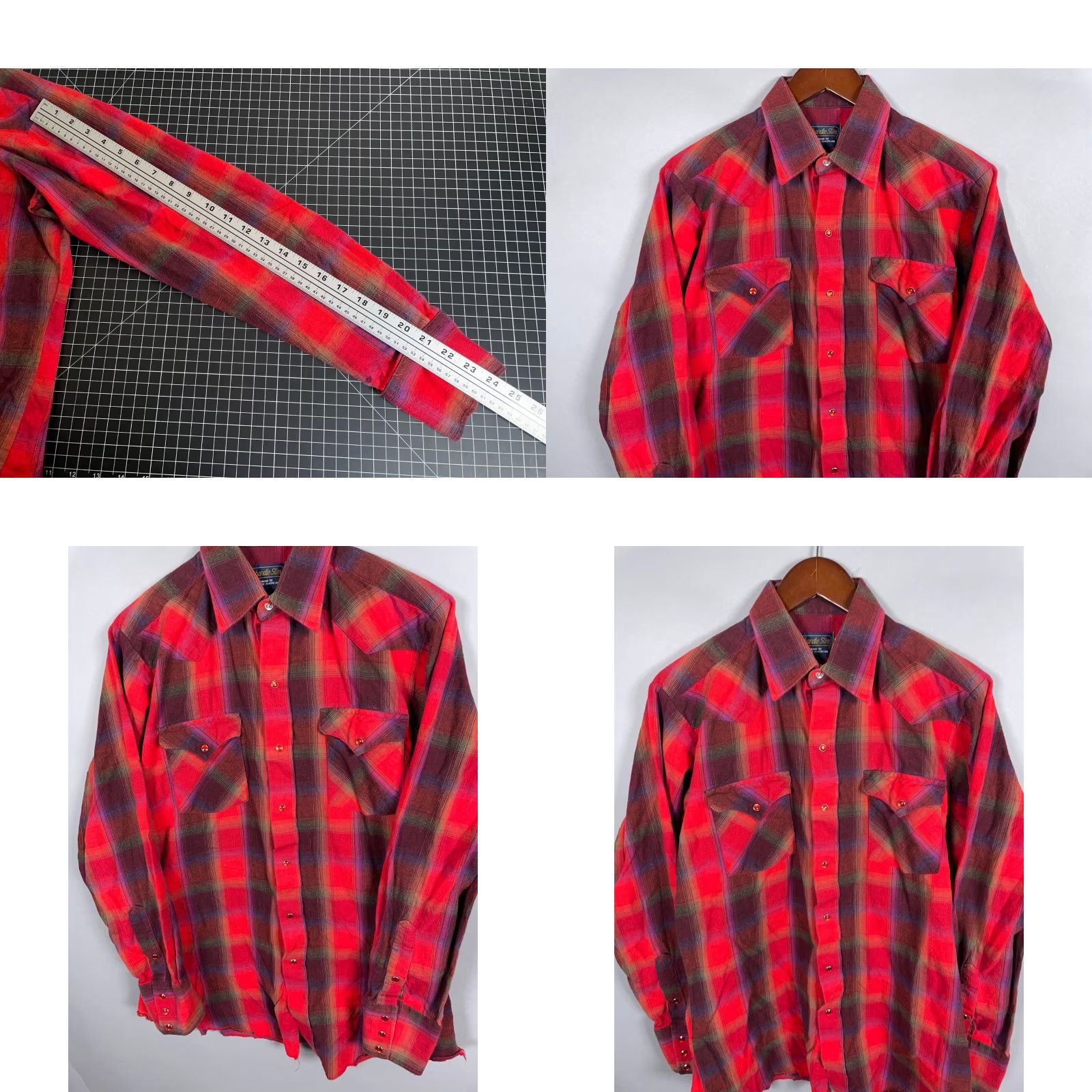 Vintage VINTAGE Panhandle Slim Western Shirt Adult Medium Red Shadow Plaid Cotton Button-Up Fall Winter Mens Size US M / EU 48-50 / 2 - 8 Thumbnail