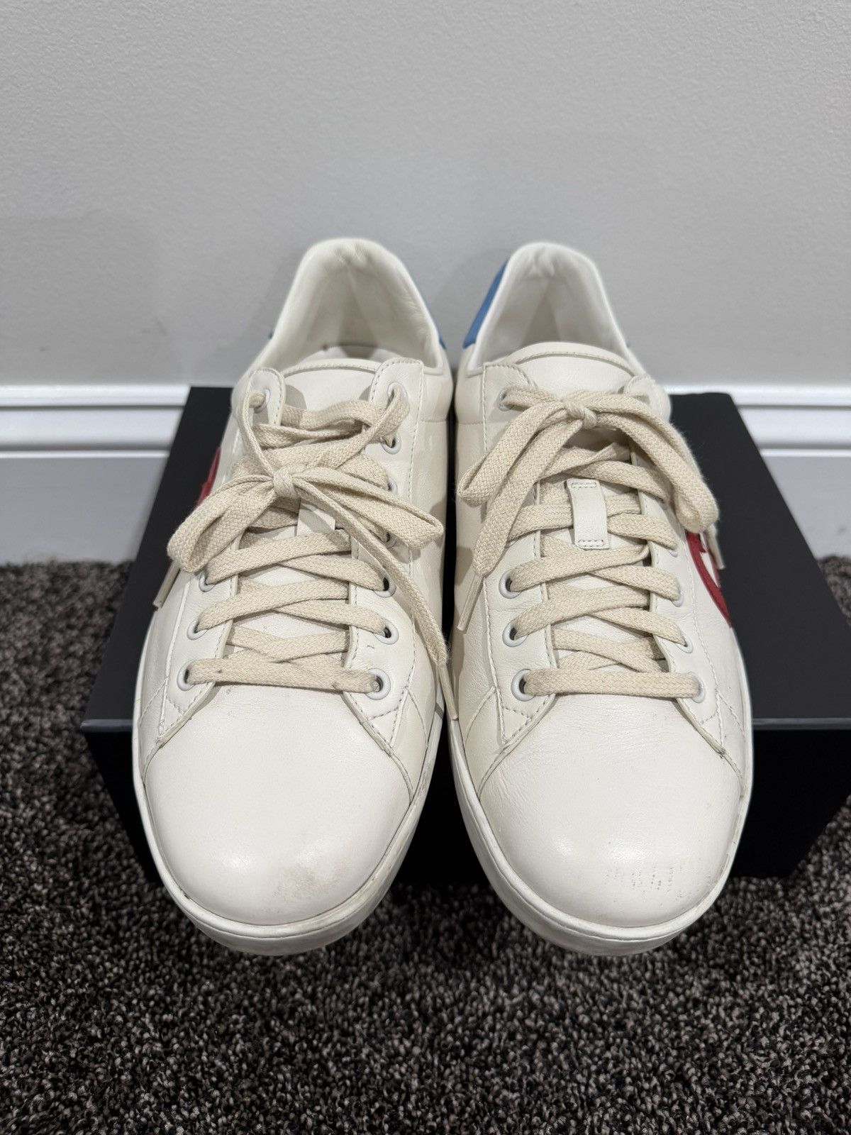 Gucci Gucci Ace Interlocking GG Red Logo / White Lowtop Sneakers Size US 10 / EU 43 - 5 Thumbnail