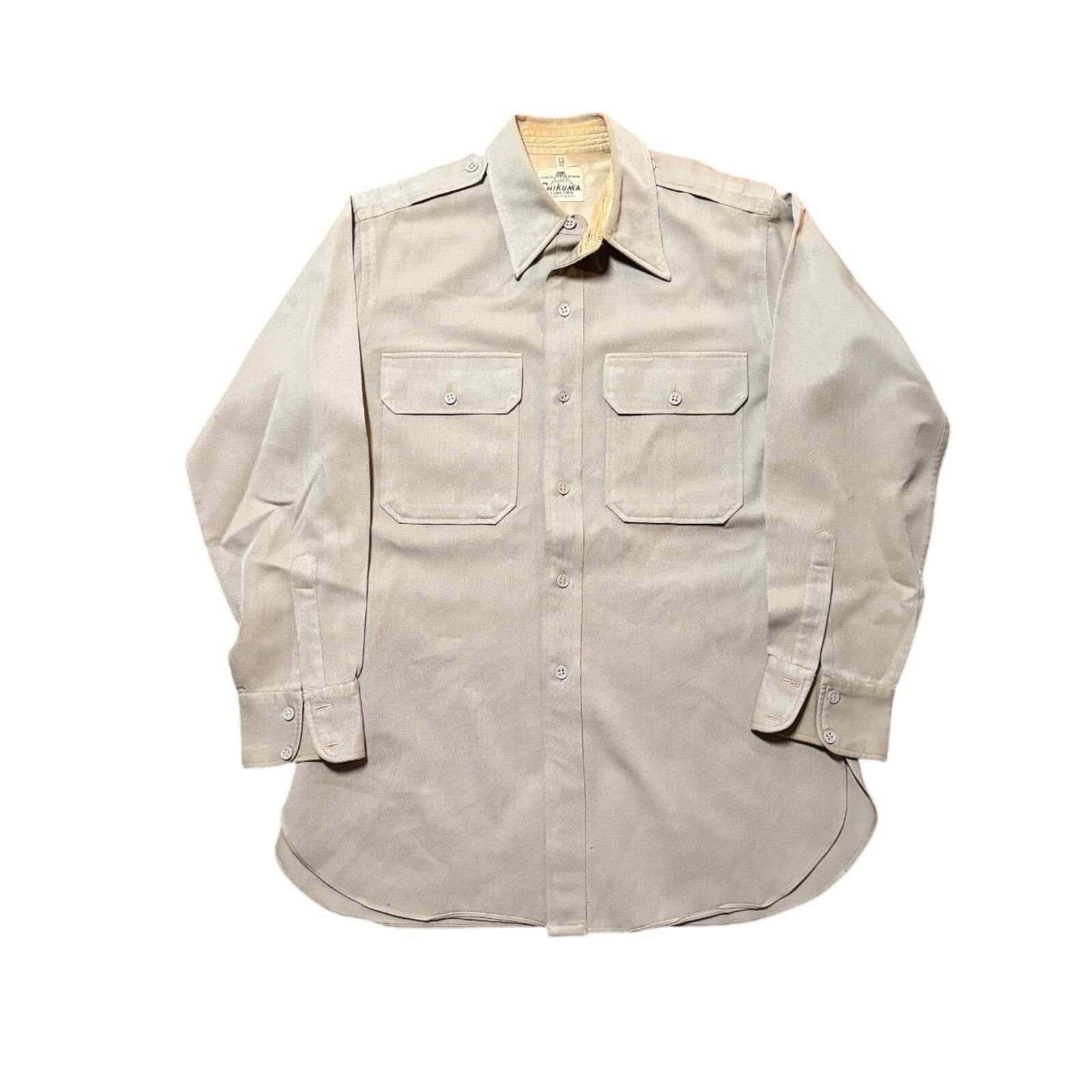 Vintage Vtg Chikuma Japanese Cotton Rayon Gabardine Uniform Shirt Size US L / EU 52-54 / 3 - 3 Thumbnail