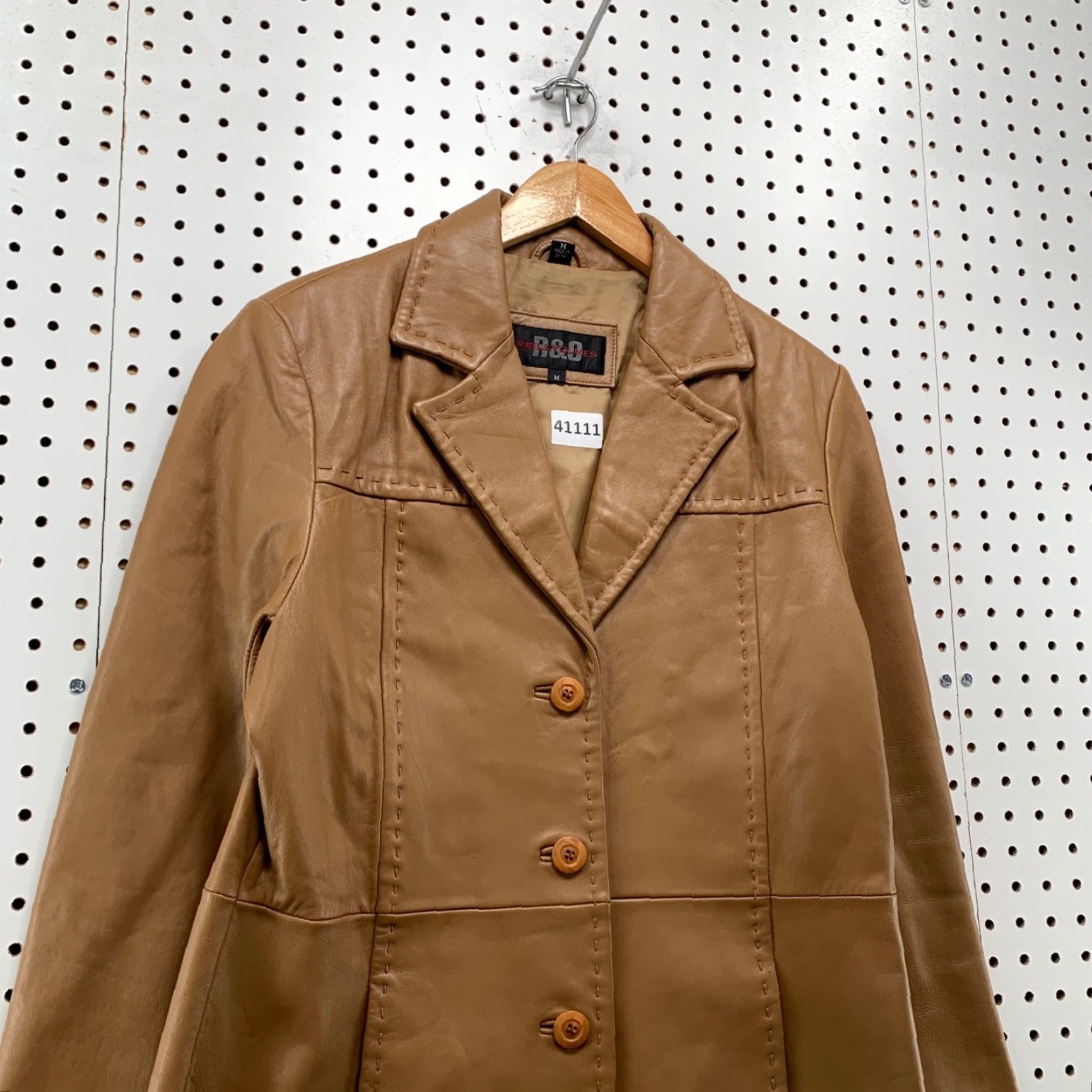 Vintage VINTAGE Reilly Olmes Leather Coat Womens M Brown Long Button Trench Coat 19x37 Style: Trench Coat Size M / US 6-8 / IT 42-44 - 7 Thumbnail
