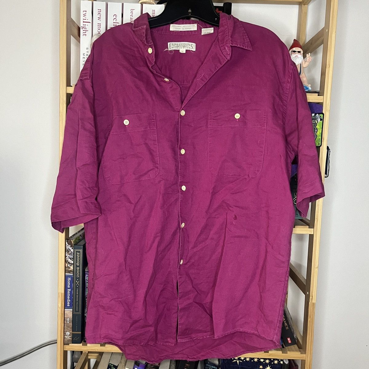 Vintage Vintage Magenta Fuchsia Button Up Short Sleeve Shirt Size US L / EU 52-54 / 3 - 1 Thumbnail