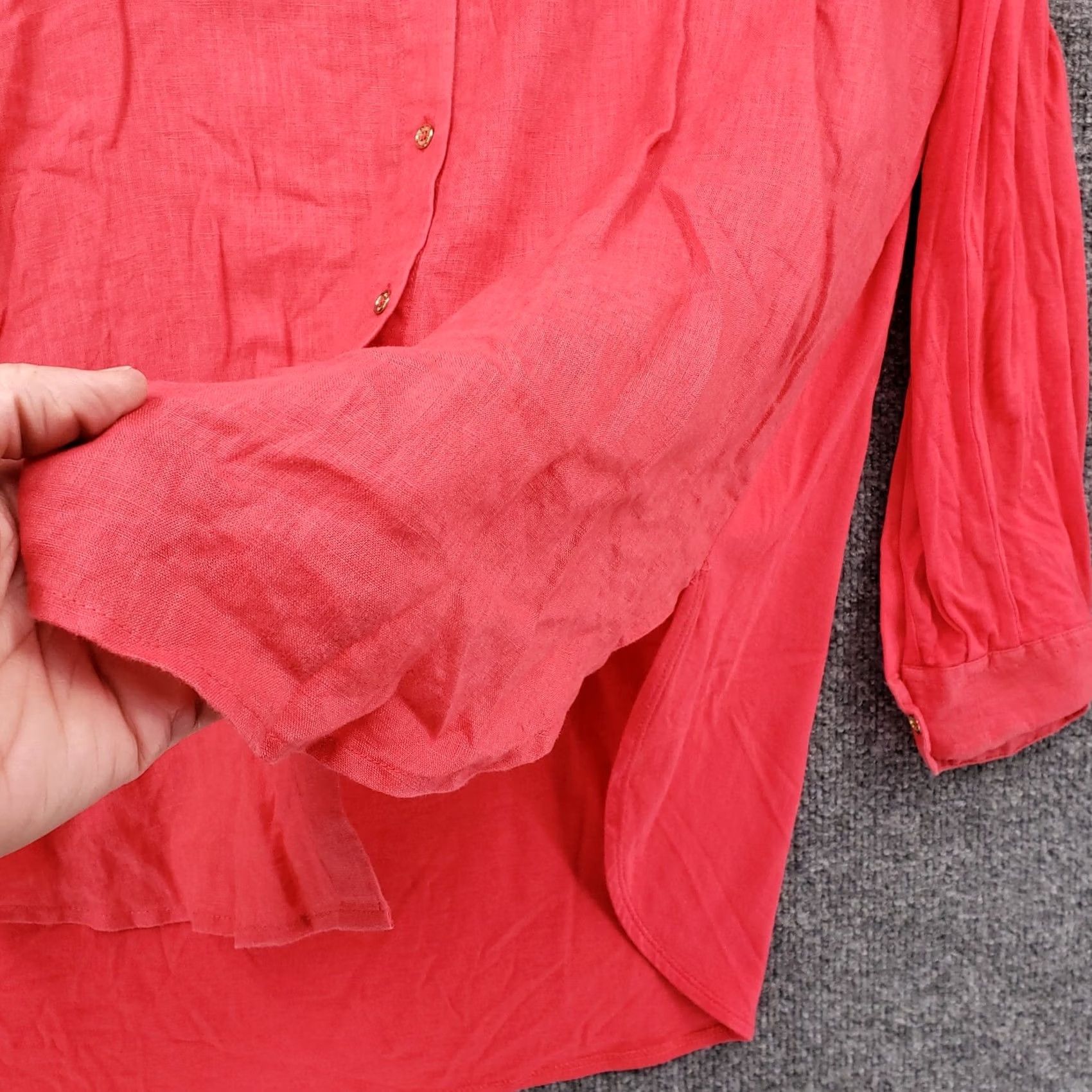 Calvin Klein Calvin Klein Shirt Womens 20 Plus Red Button-Up Tunic Long Sleeves Hi-Low Size 3XL / US 20-22 - 7 Thumbnail