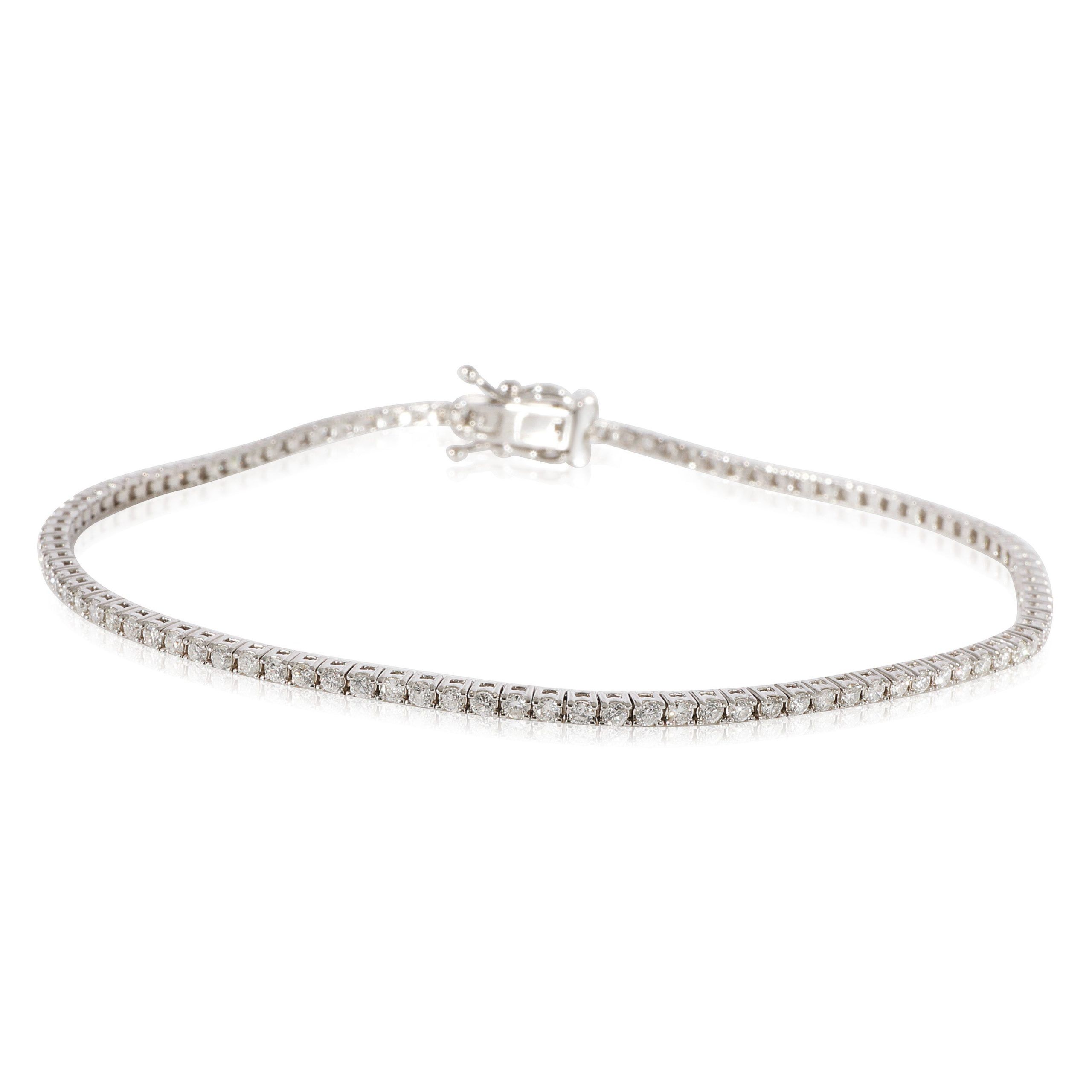 image of Cartier Diamond Micro Tennis Bracelet In 14K White Gold 1.00 Ctw, Women's
