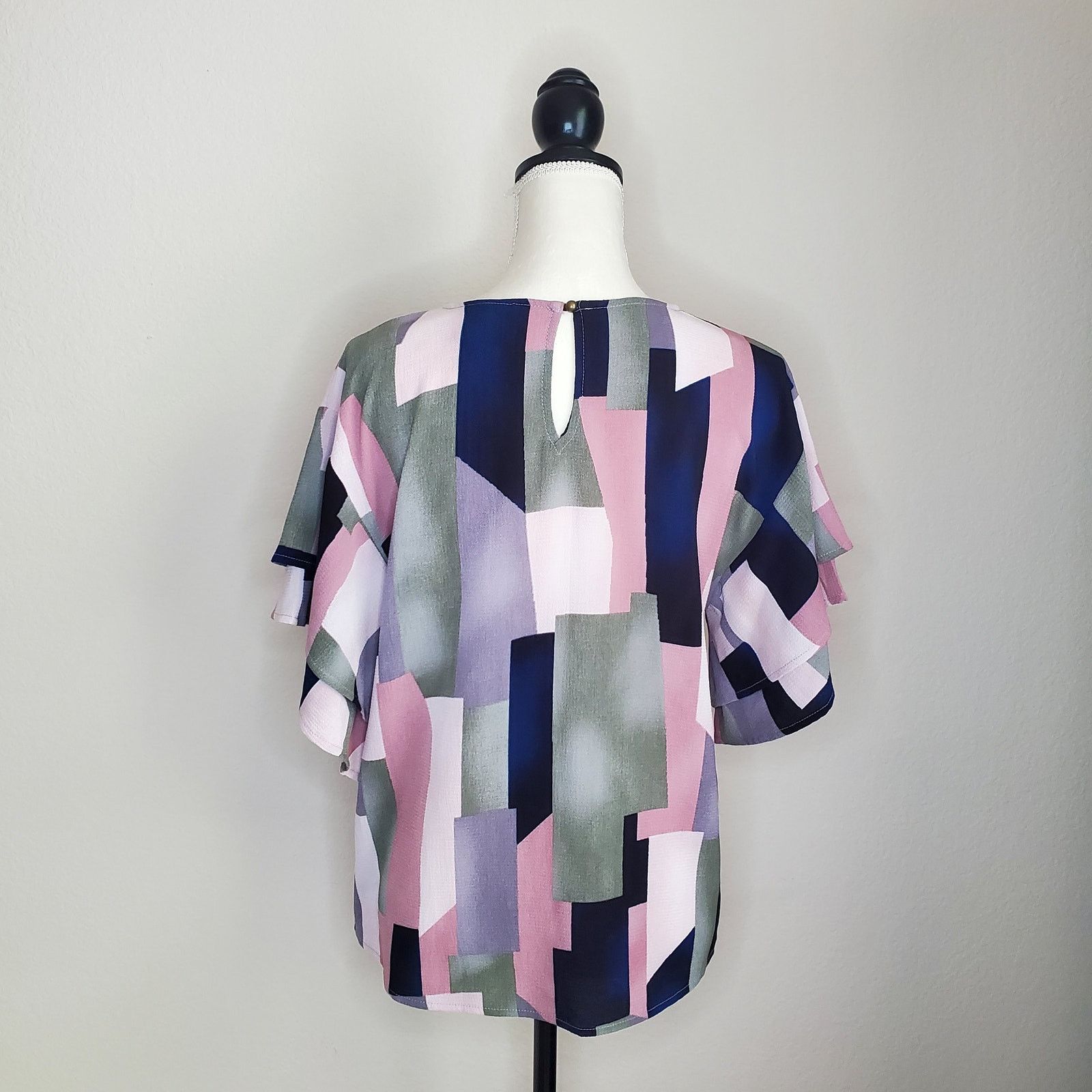 Nordstrom BoBeau Multicolor Geometric Blouse XS Size XS / US 0-2 / IT 36-38 - 3 Thumbnail