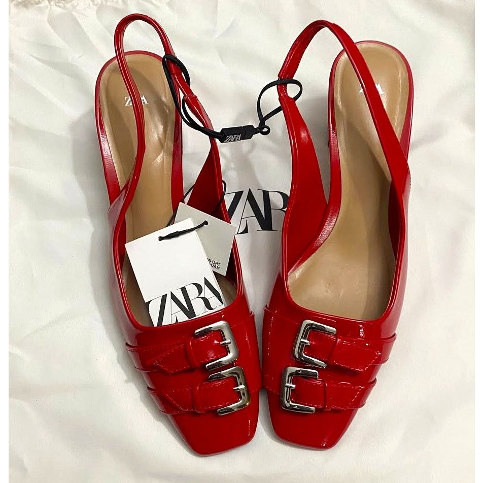 Zara ZARA Red Patent Slingbacks NWT Size US 7.5 / IT 37.5 - 8 Thumbnail