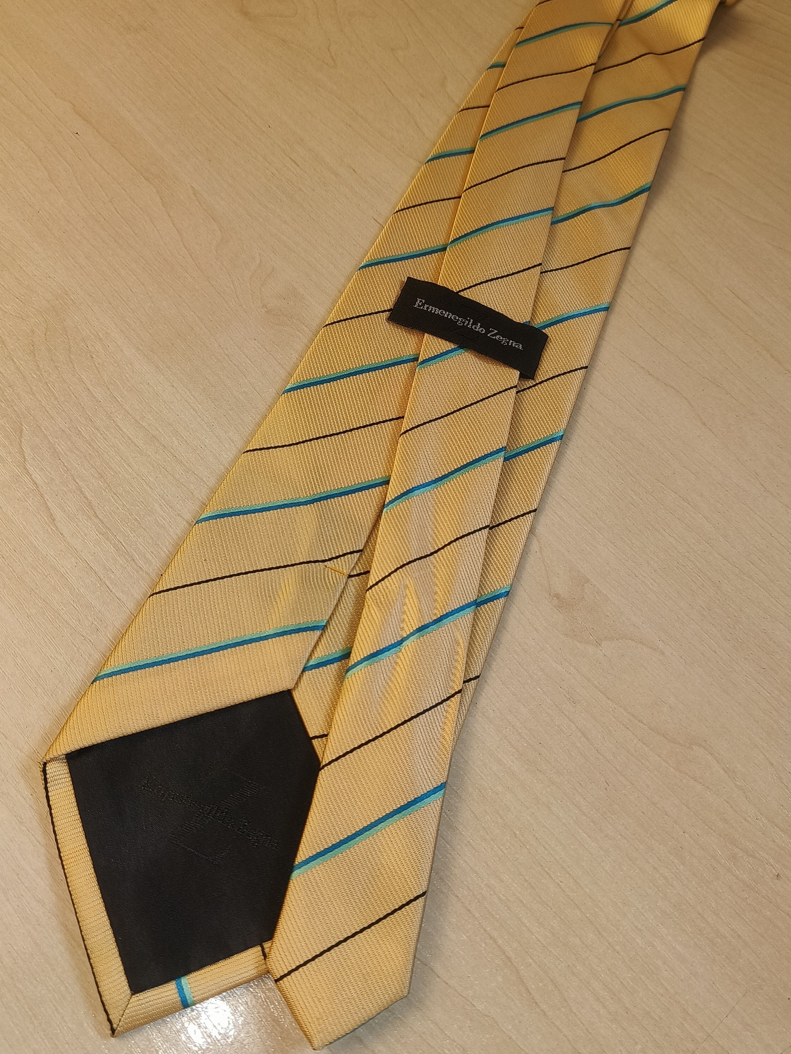 Ermenegildo Zegna Ermenegildo Zegna Silk Gold Yellow Diagonal Stripe Tie Size ONE SIZE - 3 Thumbnail