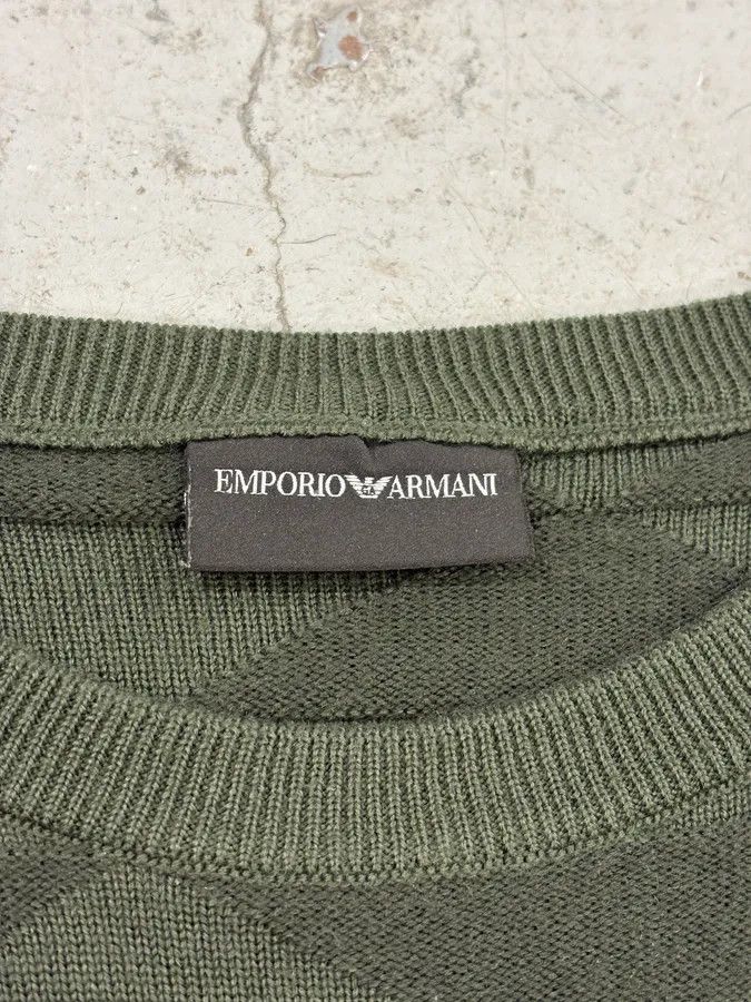 Emporio Armani FW2019 Emporio Armani Olive Green Geometric Wool Sweater Size US S / EU 44-46 / 1 - 9 Thumbnail