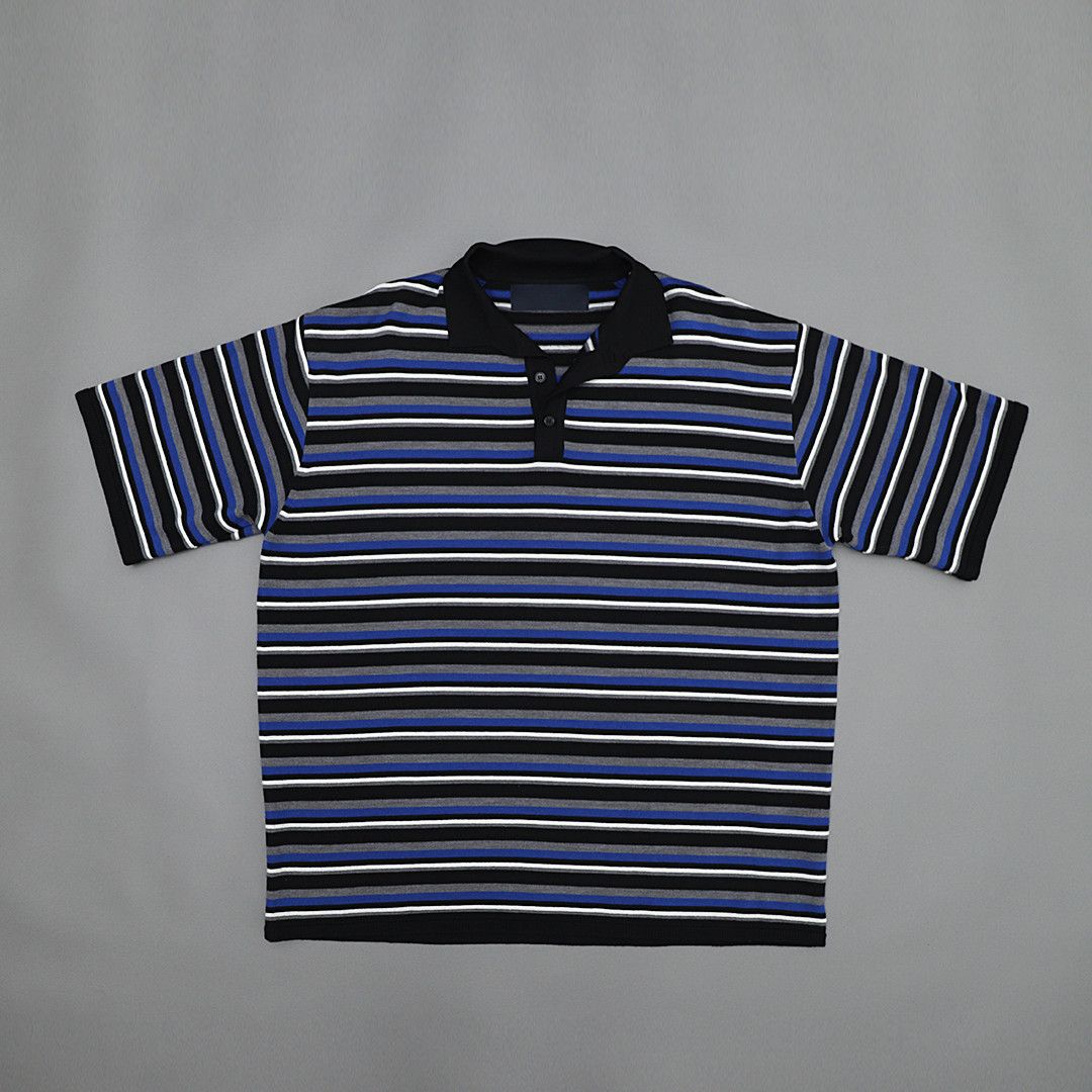 Juun.J Striped Knit Polo Size US L / EU 52-54 / 3 - 1 Thumbnail