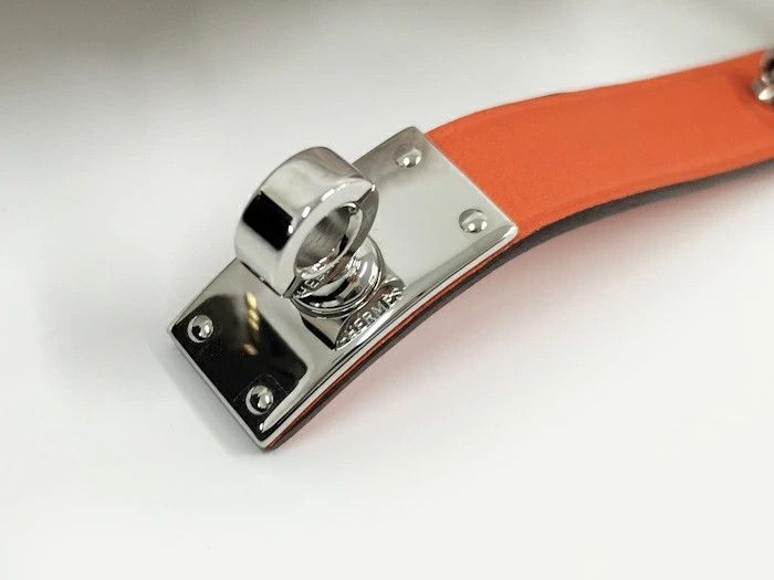 Hermes Hermes Bag Charm Kelly Glove Holder Orange Leather Palladium Size ONE SIZE - 7 Thumbnail