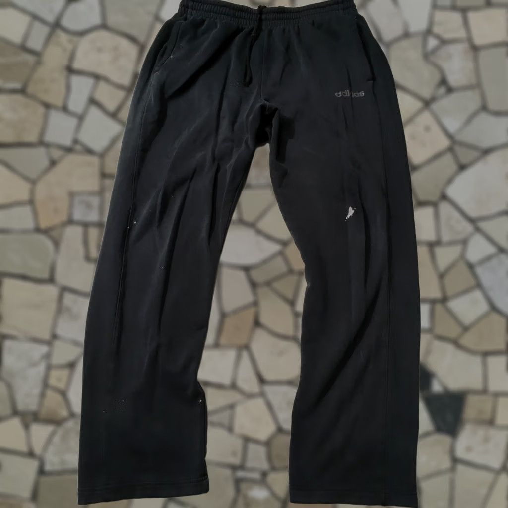 Adidas Adidas Pants Black Adults Large Classic Sweatpants Fleece Cotton 30” Regular Waist Drawstring Vintage Men Size US 33 - 1 Thumbnail
