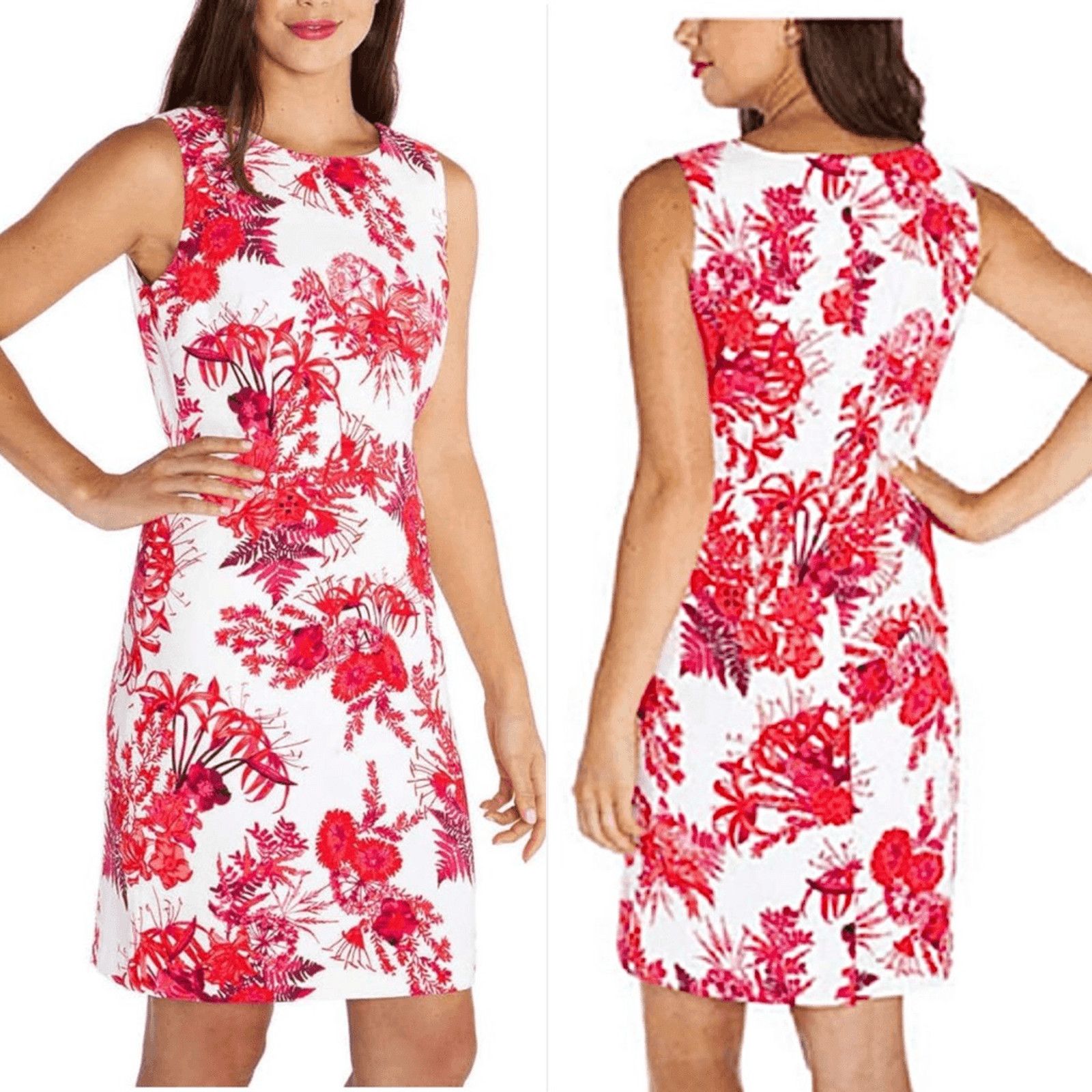 Other Mario Serrani Italy Pink White Floral Sheath Dress 6 NWT Size M / US 6-8 / IT 42-44 - 1 Thumbnail