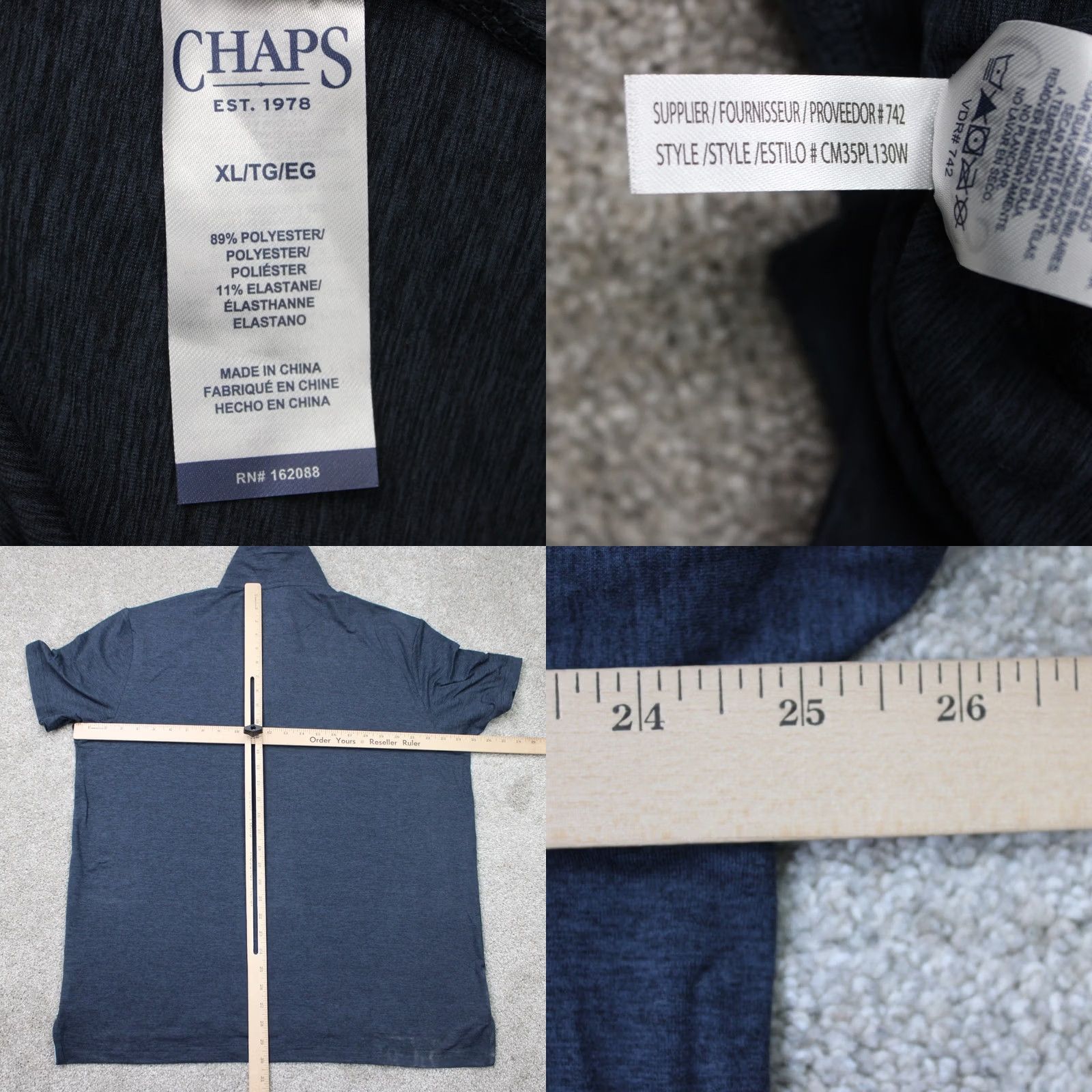 Chaps Chaps Polo Shirt Mens XL Blue Everyday Performance Short Sleeve Stretch Polo Shirt NWT Chaps Golf Fashion Shirt Blues Polo Size US XL / EU 56 / 4 - 8 Thumbnail
