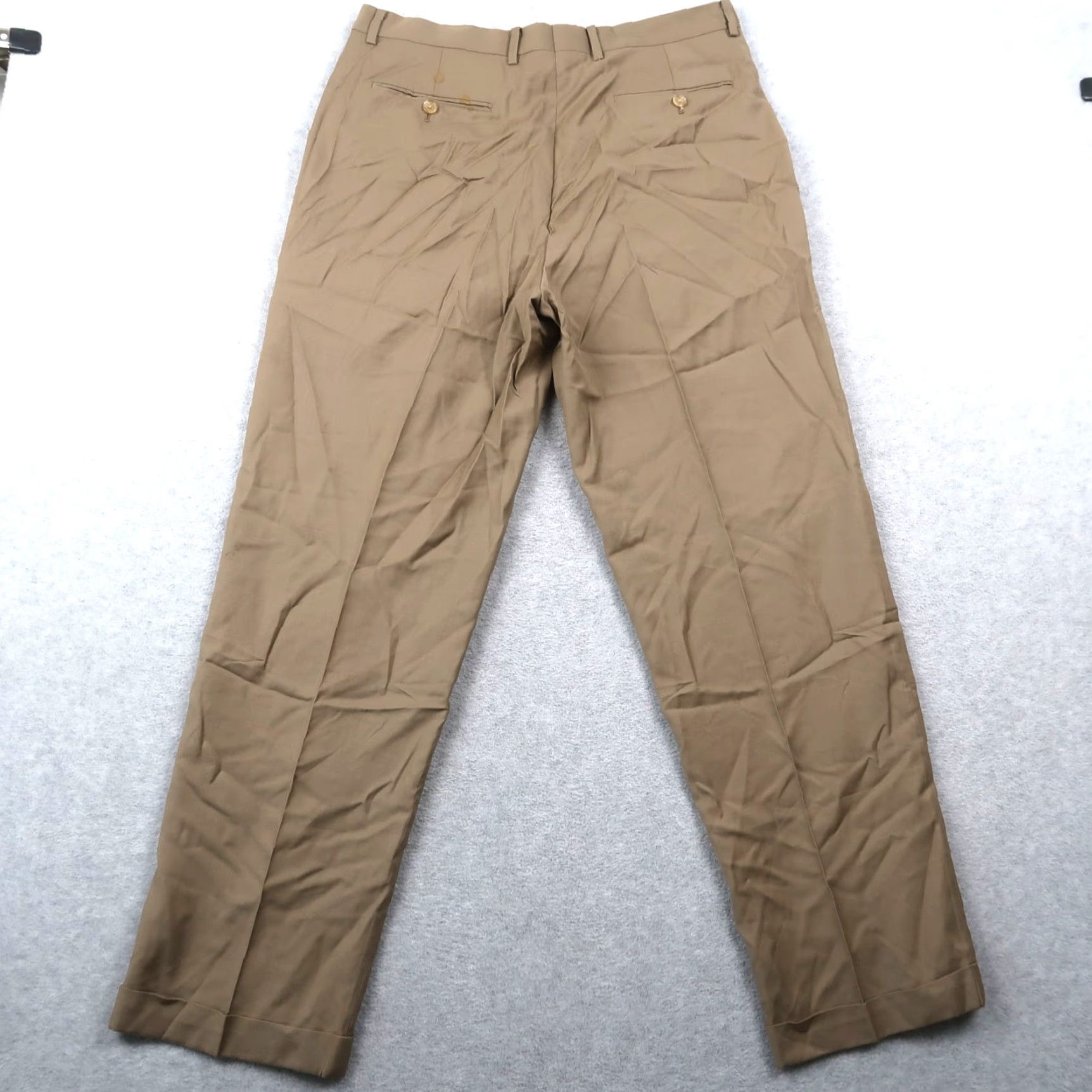 Polo Ralph Lauren Polo Ralph Lauren Dress Pants Mens 34x32 Brown Wool Double Pleated Trouser Dress Pants Mens Brown Wool Size US S / EU 44-46 / 1 - 2 Thumbnail