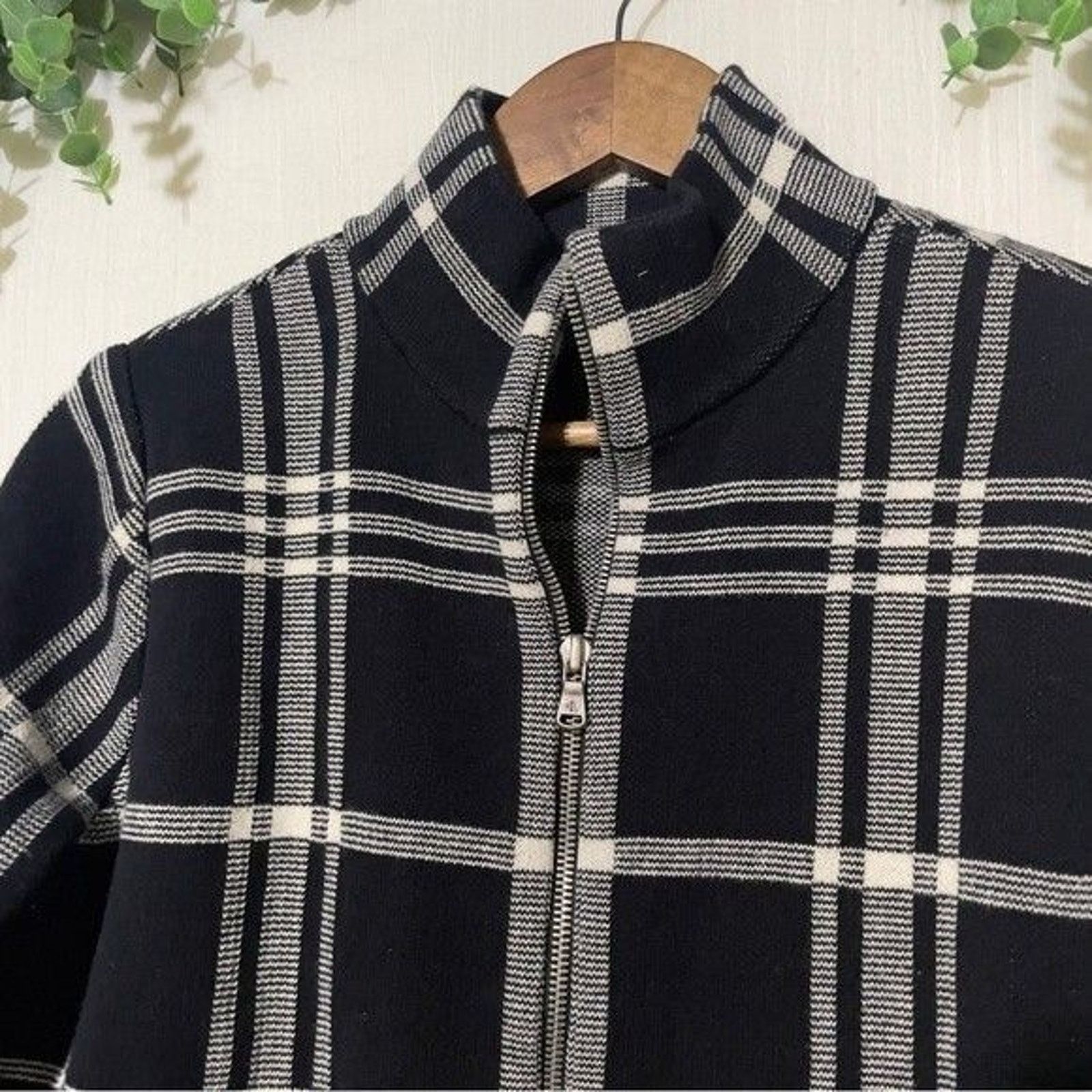 Ralph Lauren Ralph Lauren Black & White Plaid Zip-Up Cotton Blazer Medium Size M / US 6-8 / IT 42-44 - 4 Thumbnail