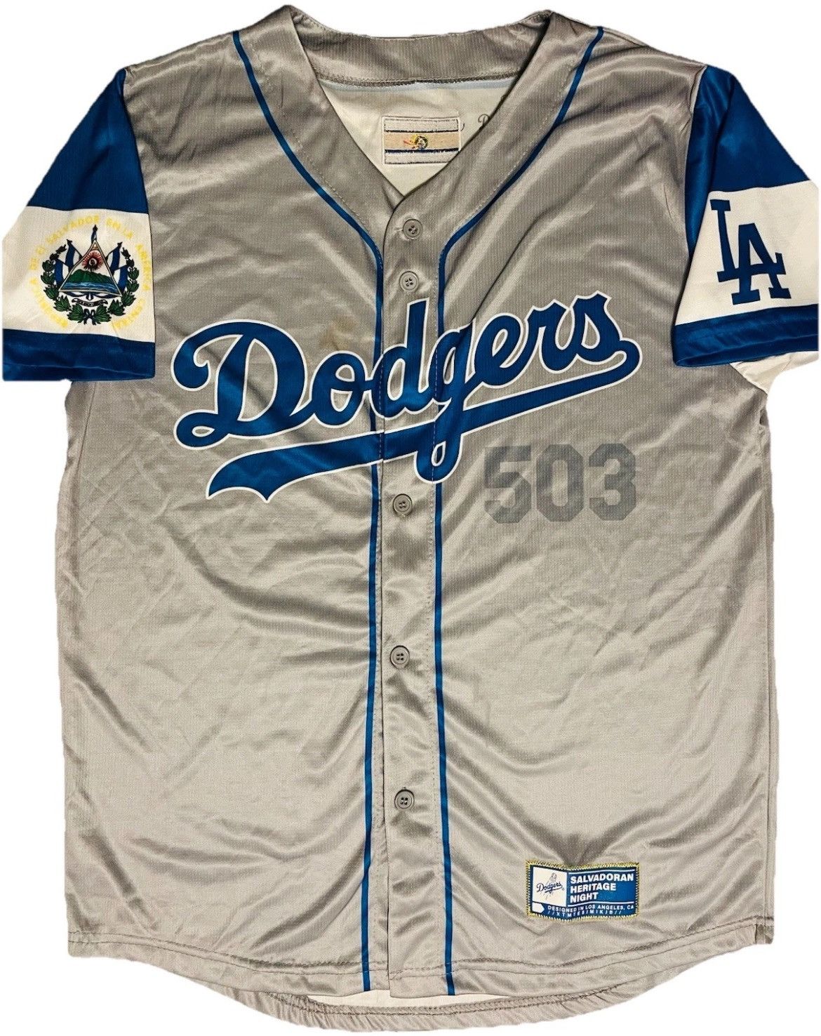 MLB LA Dodgers Salvadoran Heritage Night Salvador SGA Jersey Size US M / EU 48-50 / 2 - 1 Thumbnail