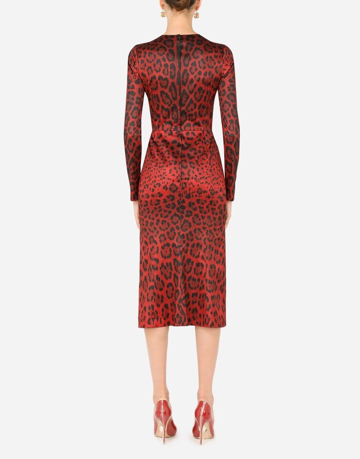Dolce & Gabbana o1y0825 Leopard-Print Midi Dress in Red/Black Size S / US 4 / IT 40 - 5 Thumbnail