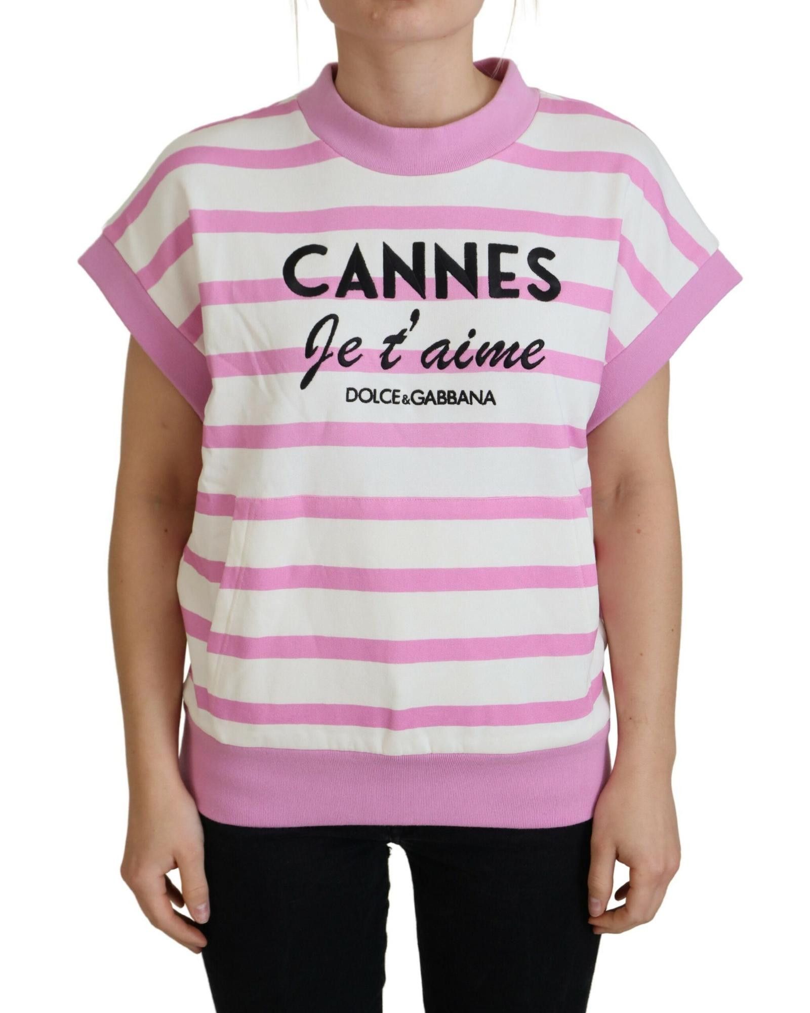 image of Dolce Gabbana Cannes Exclusive Cotton T-Shirt in White, Women's (Size Medium)