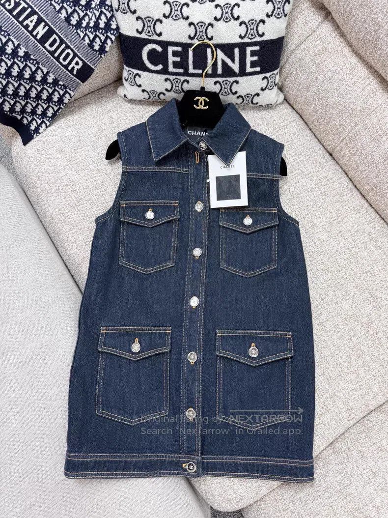 Chanel Chanel Four-pocket vintage denim vest jacket Size XXS / US 00 / IT 34 - 2 Thumbnail