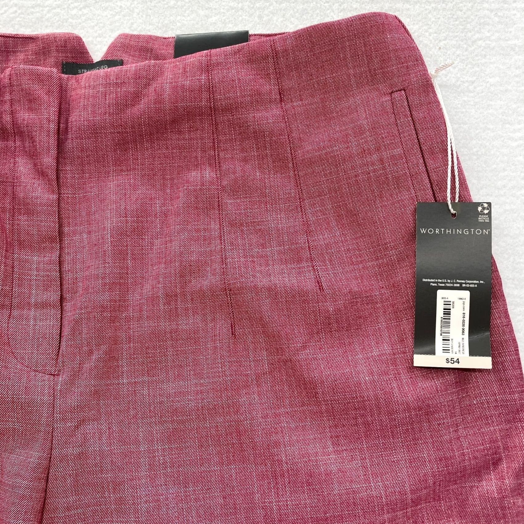 Worthington Worthington Dress Pant Women's 14 Straight Leg Crop Red Stretch Fabric High Rise Pants Size 36" / US 14 / IT 50 - 3 Thumbnail
