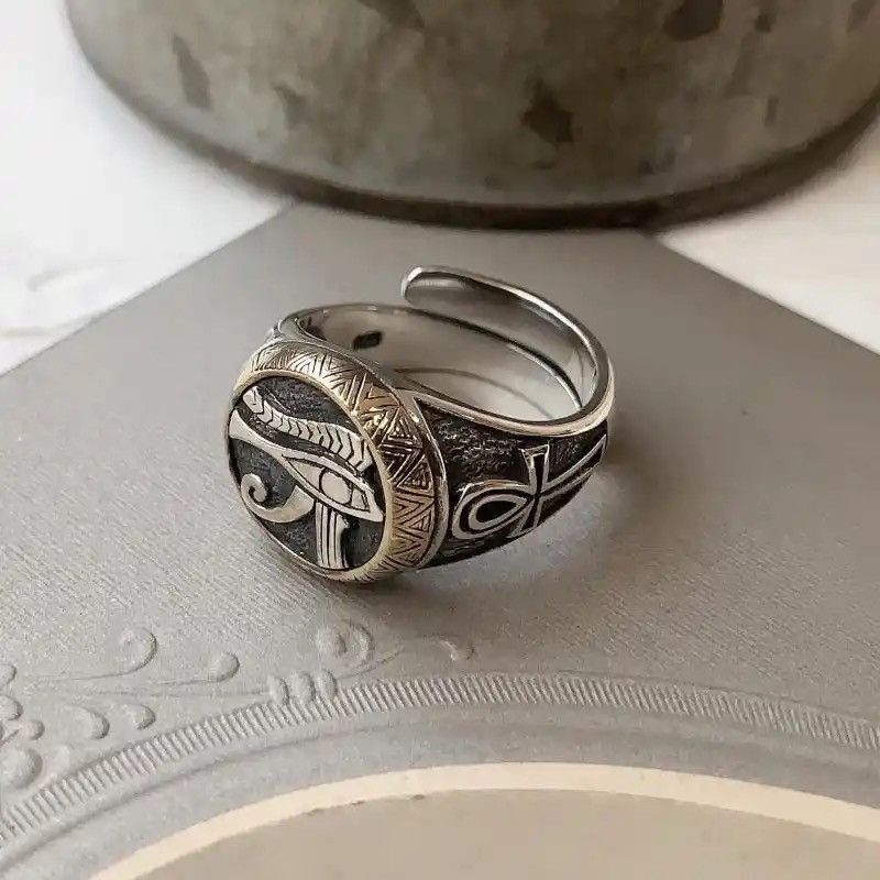 Jewelry × Vintage Vintage Egyptian Mysterious Rune Ring Eye of Horus Ring Size ONE SIZE - 1 Thumbnail