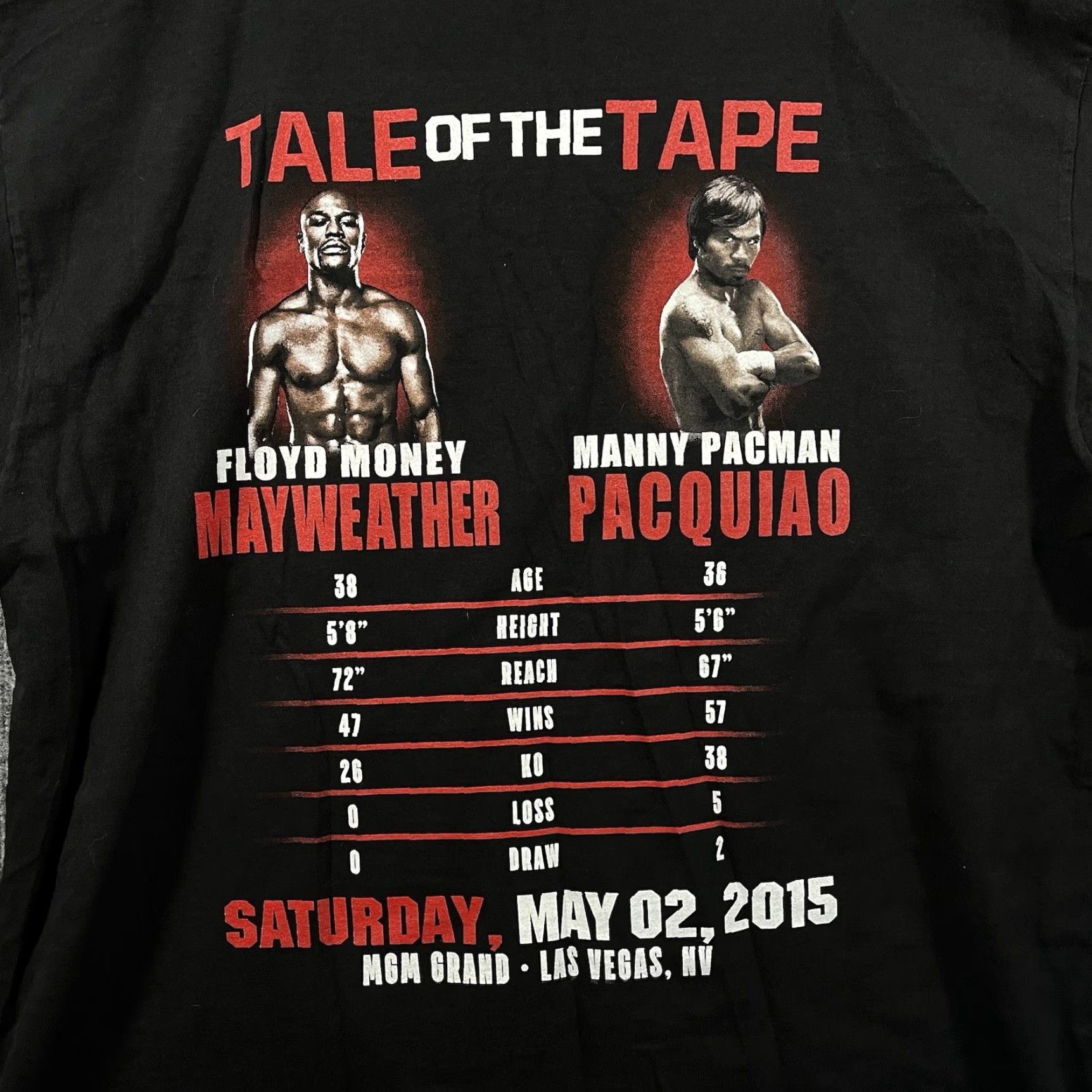 Vintage VINTAGE Manny Pacquiao vs Floyd Mayweather Mens XL Black Boxing Graphic T-Shirt Size US XL / EU 56 / 4 - 4 Thumbnail