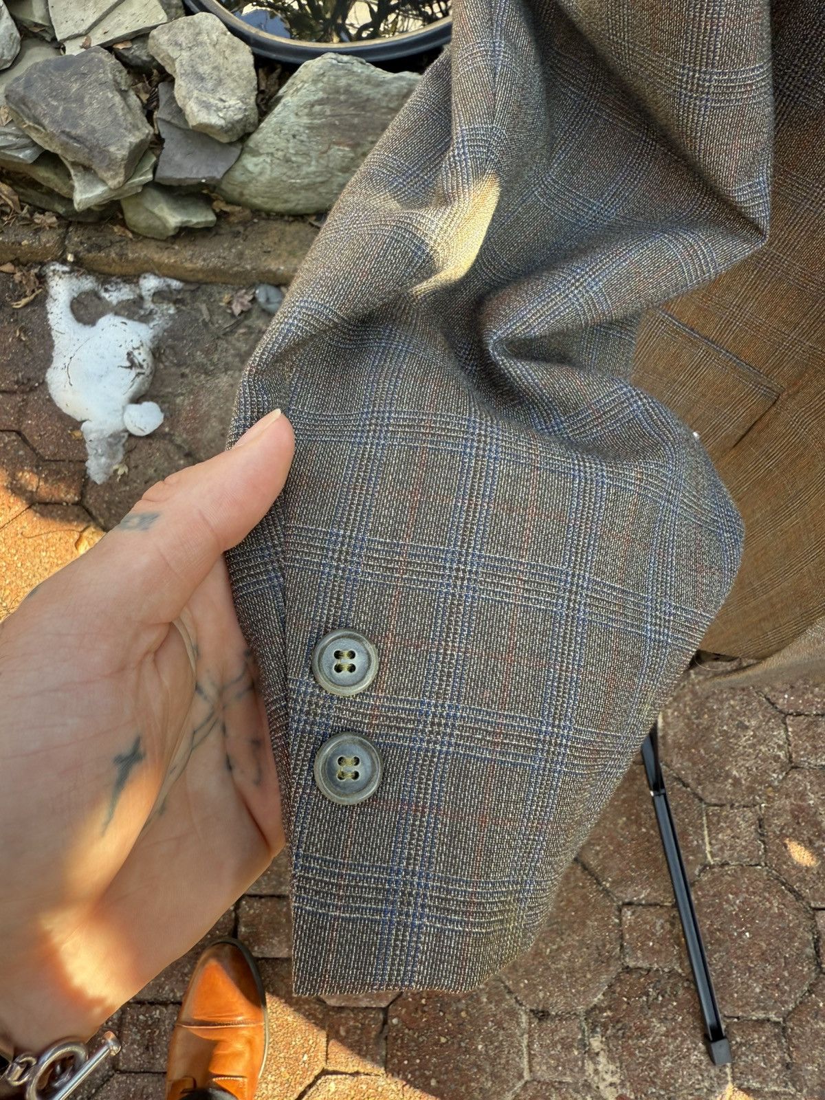 Vintage Manor Bond Two Piece Suit Blazer Wool USA Union Made Vtg 70s Size 44R - 6 Thumbnail